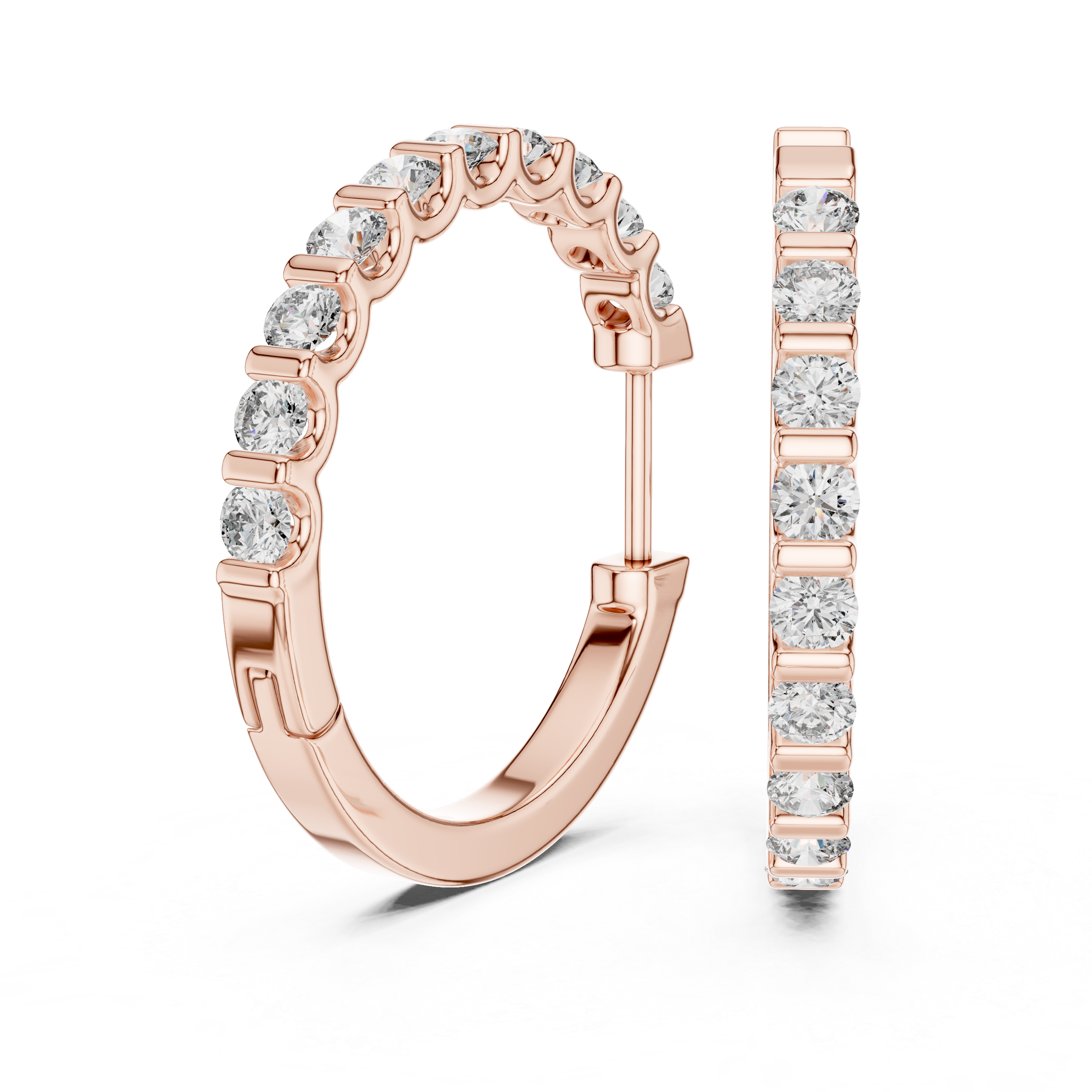 Gold diamond huggie hoop earrings for women