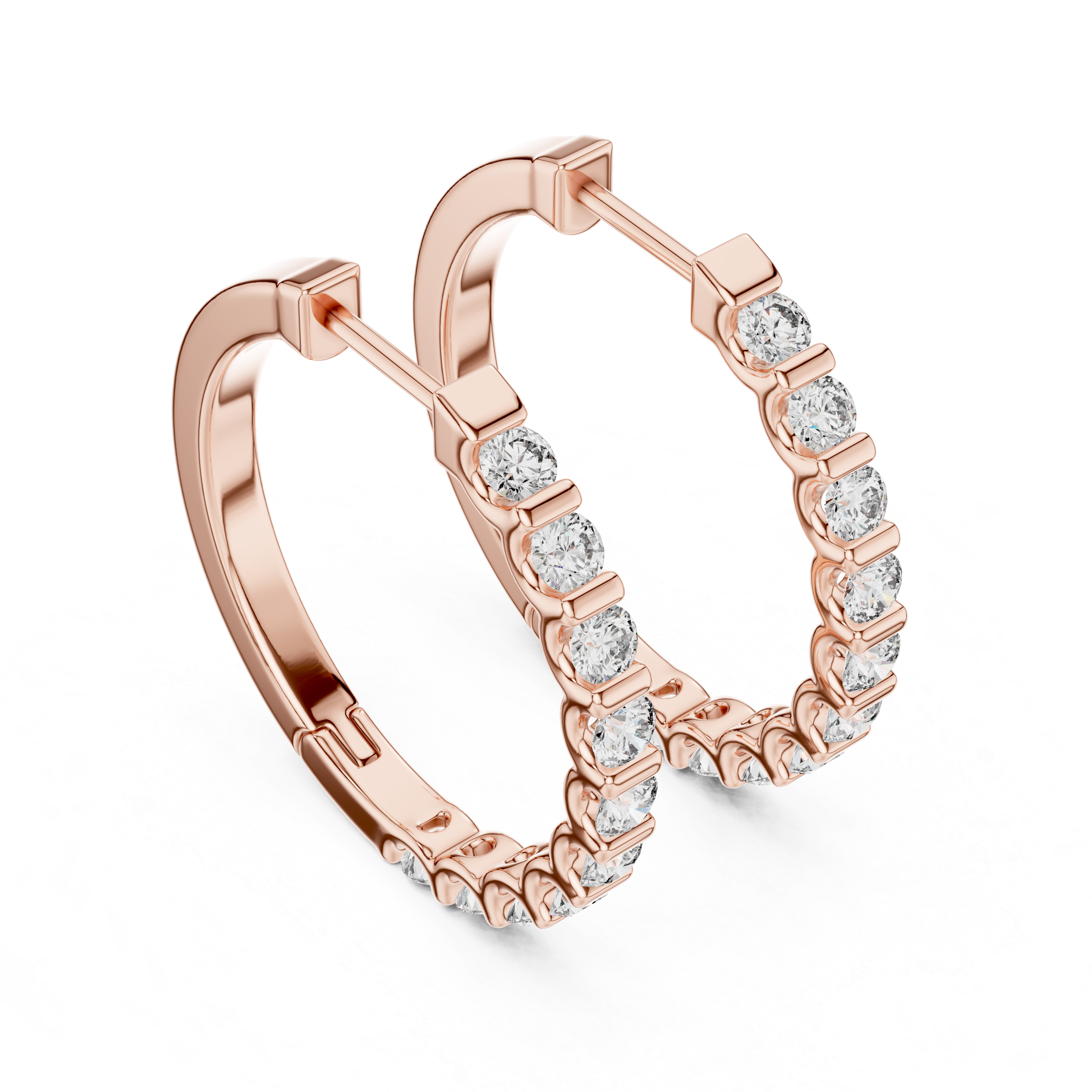 Gold diamond huggie hoop earrings for women