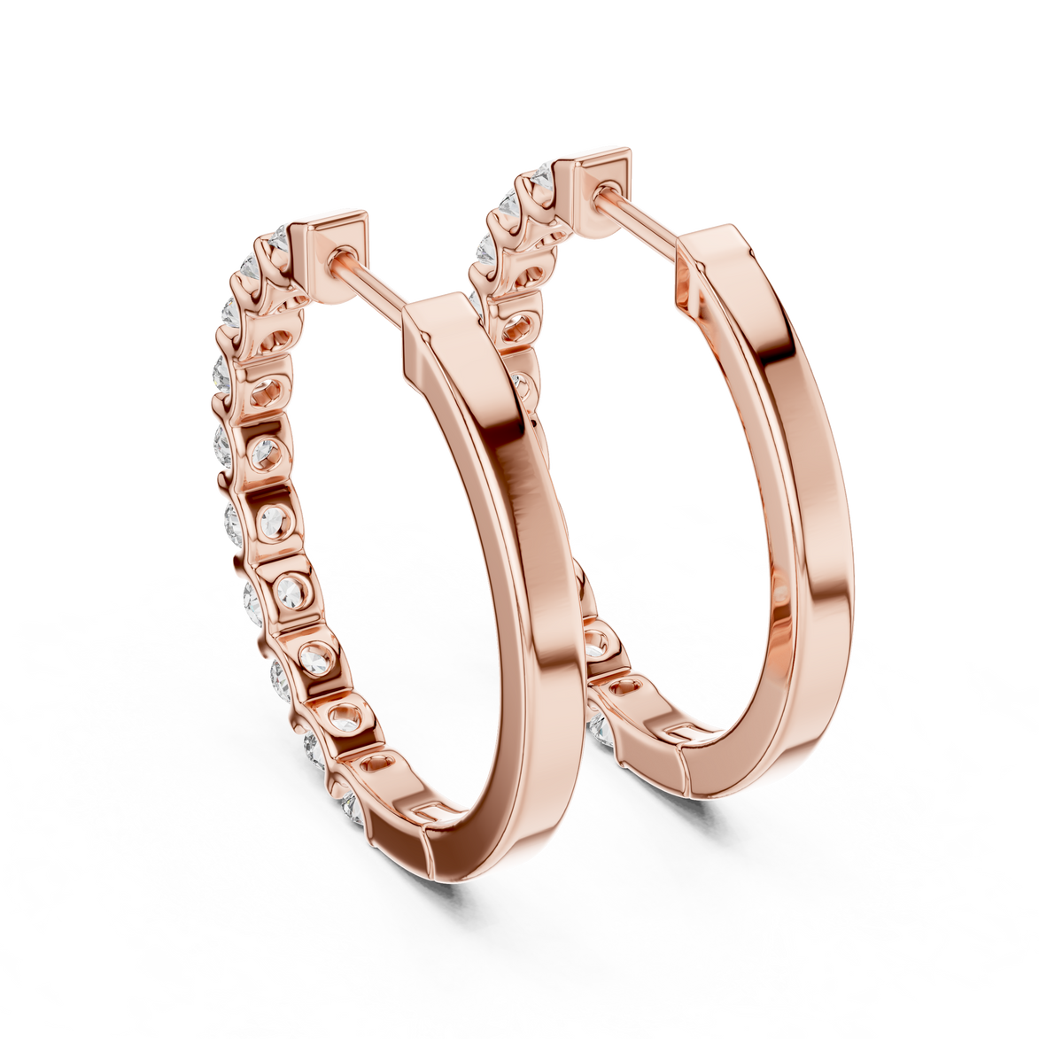 Gold diamond huggie hoop earrings for women