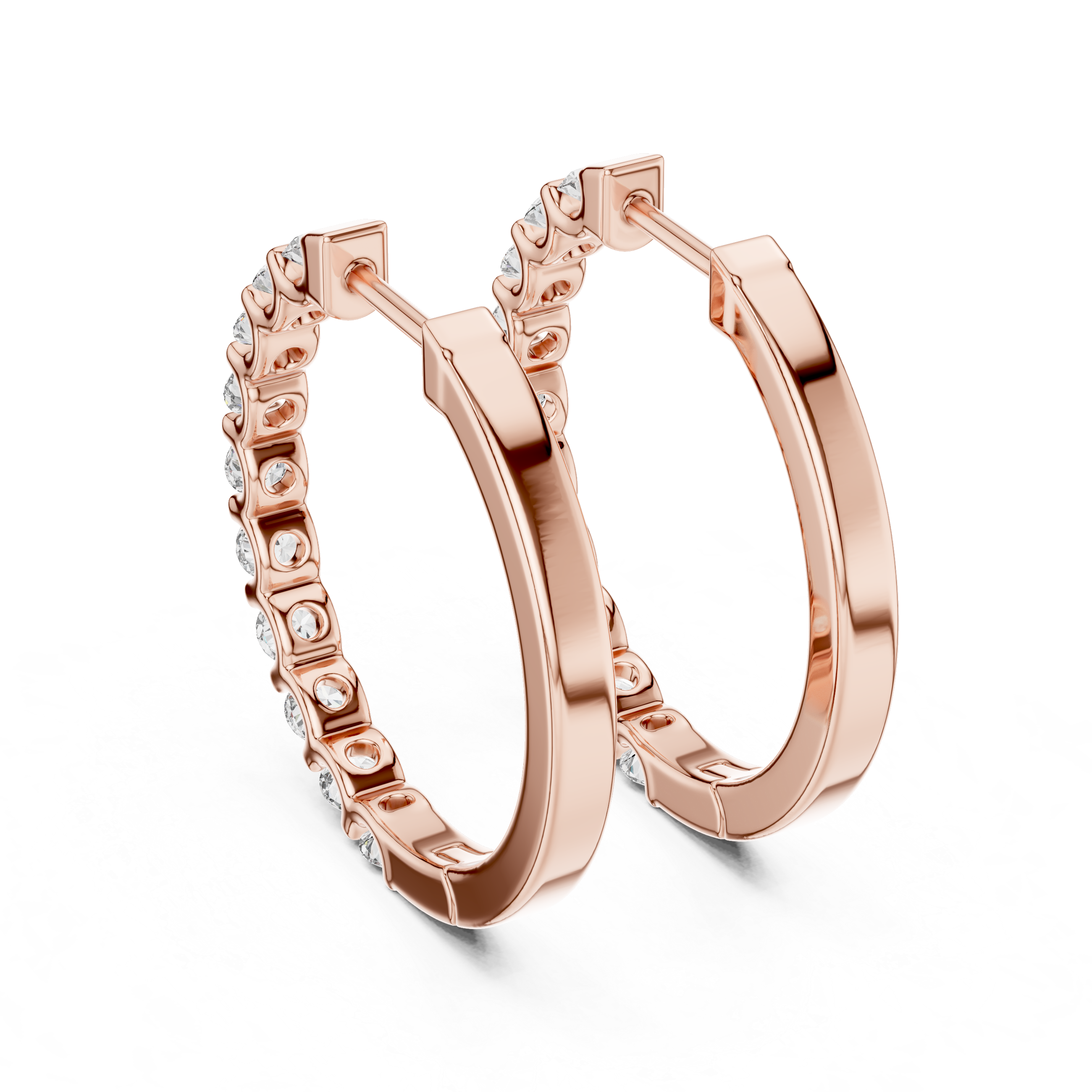 Gold diamond huggie hoop earrings for women