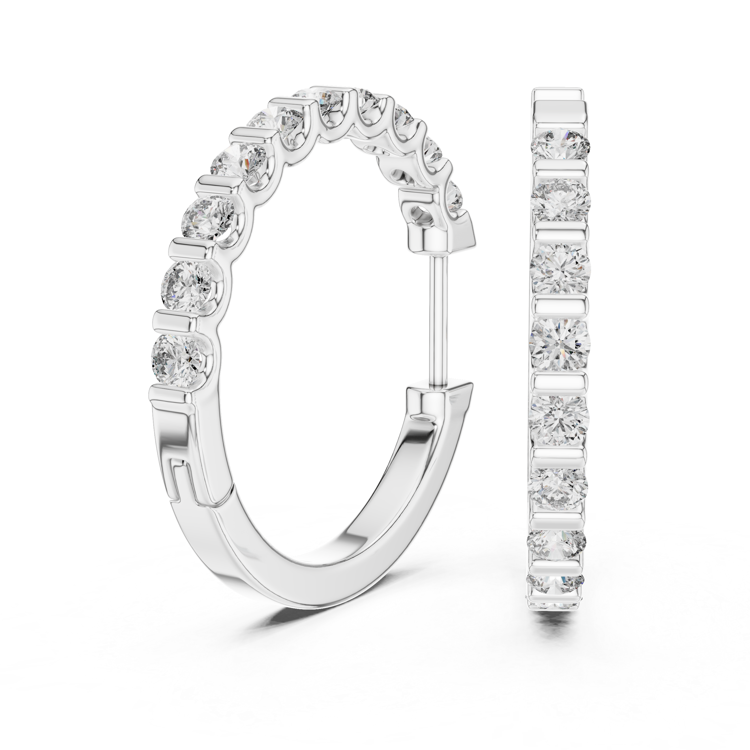 Gold diamond huggie hoop earrings for women