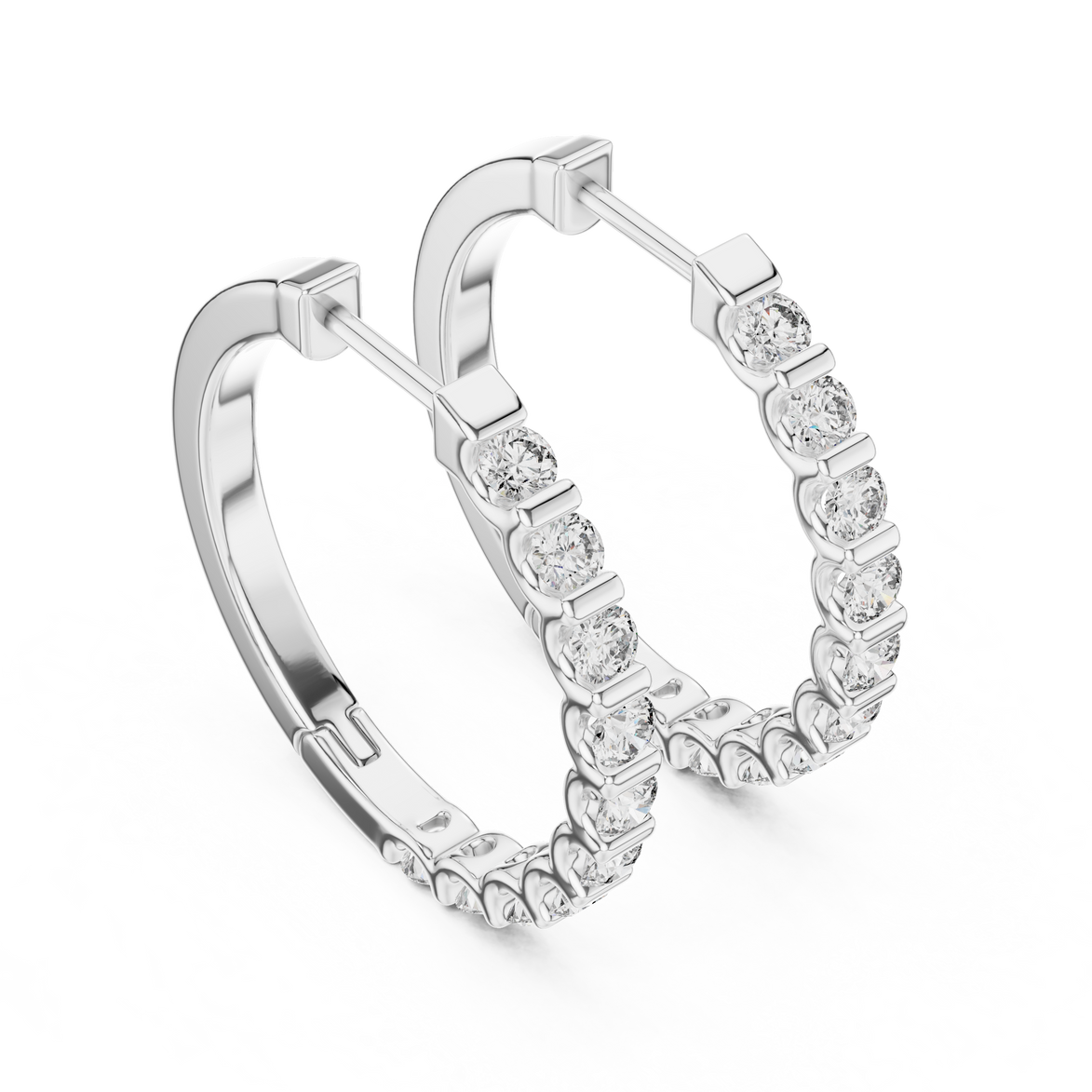 Gold diamond huggie hoop earrings for women