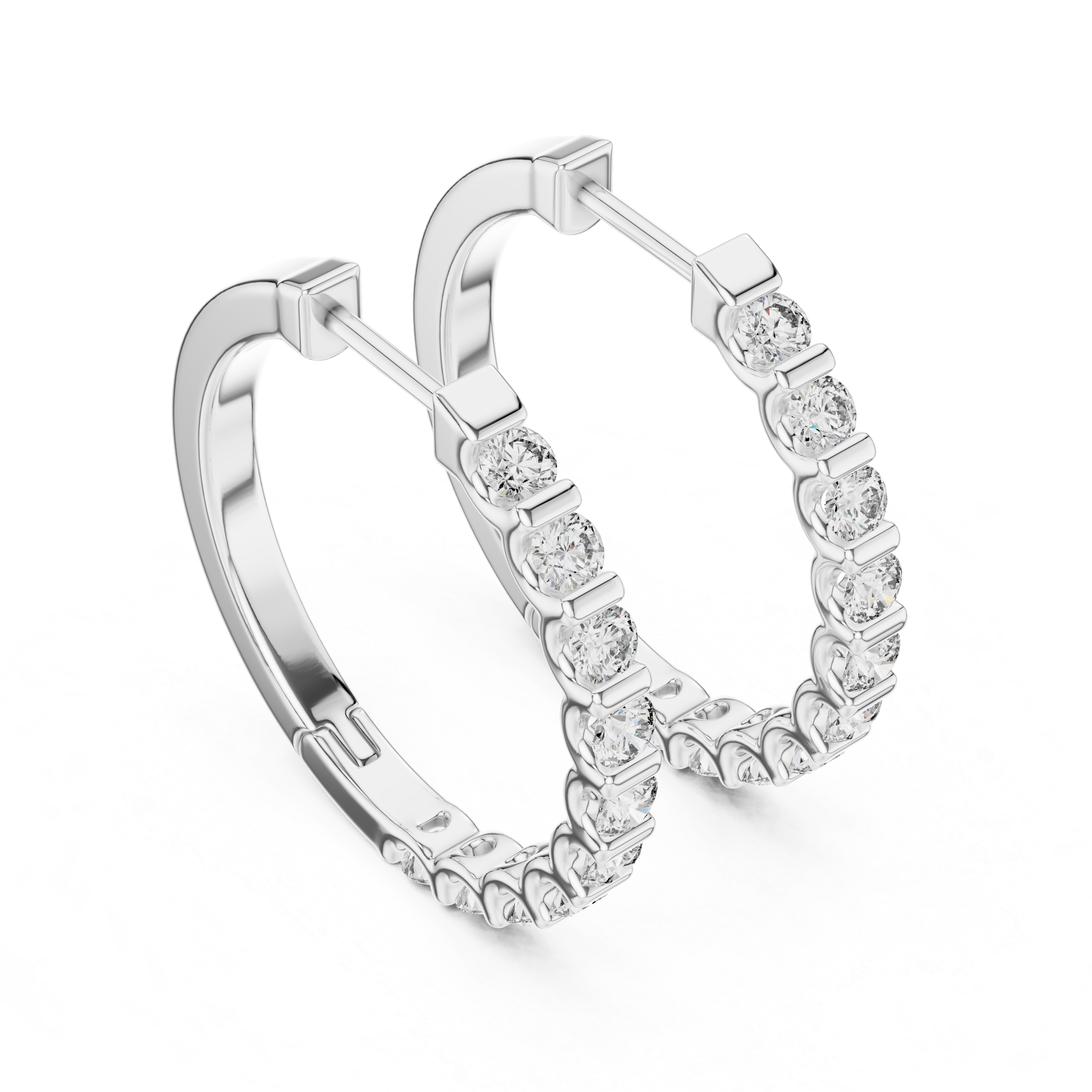 Gold diamond huggie hoop earrings for women