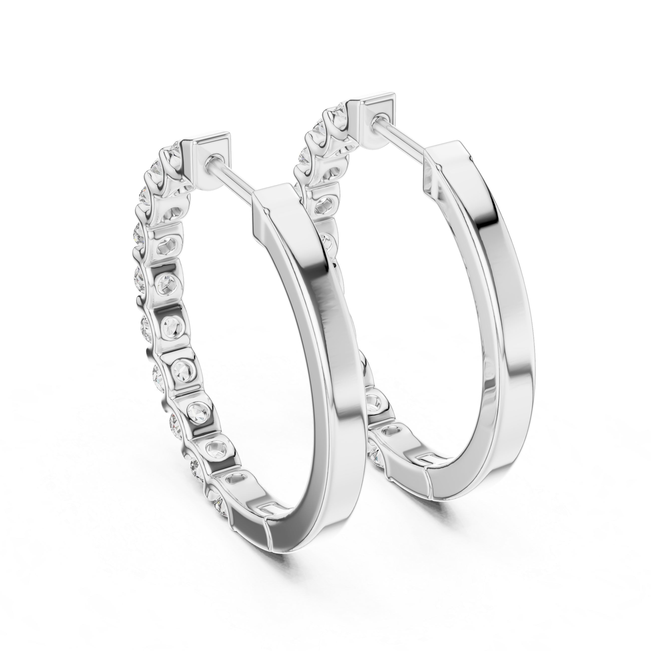 Gold diamond huggie hoop earrings for women
