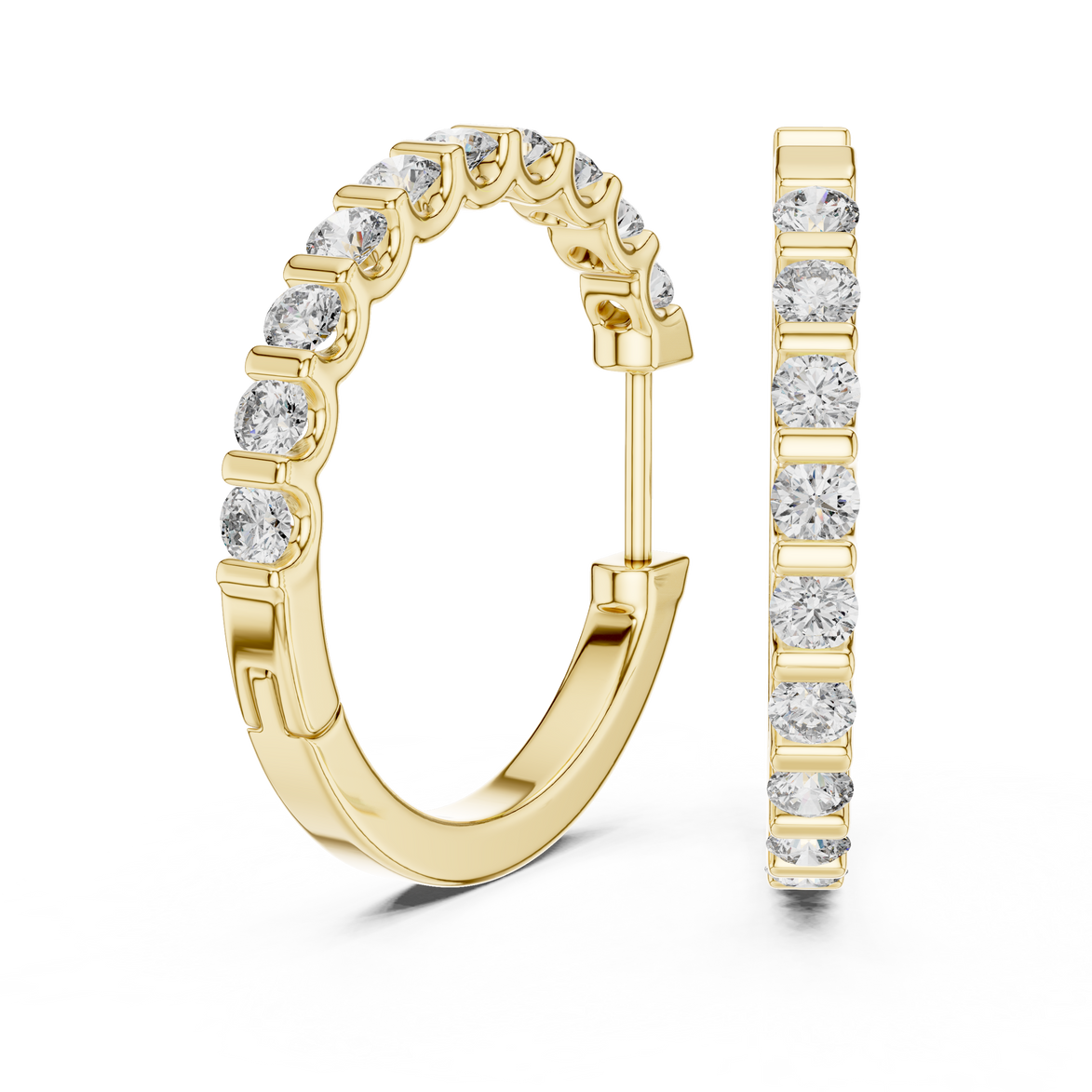 Gold diamond huggie hoop earrings for women