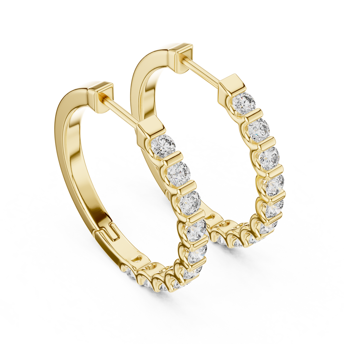 Gold diamond huggie hoop earrings for women