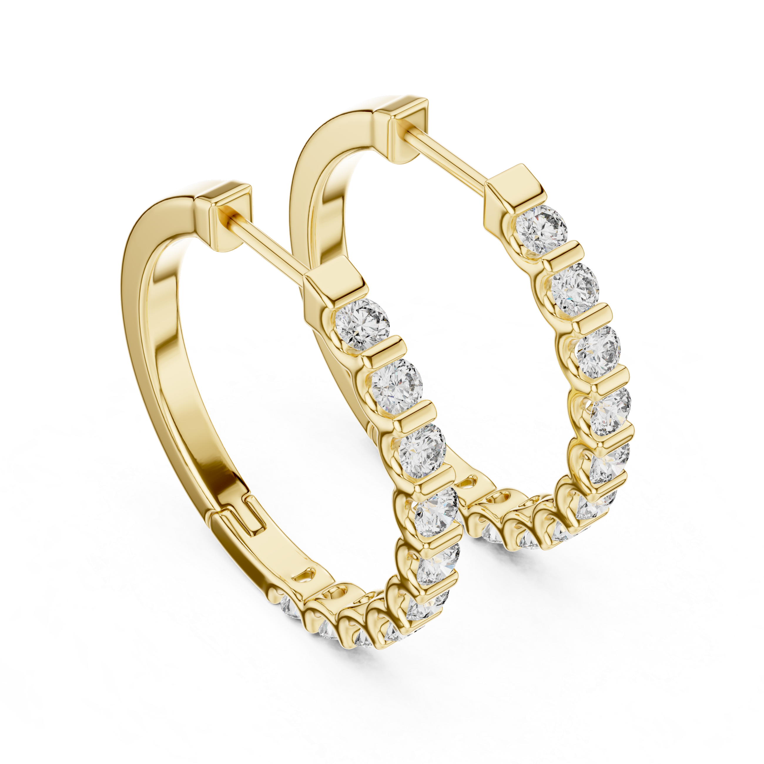 Gold diamond huggie hoop earrings for women