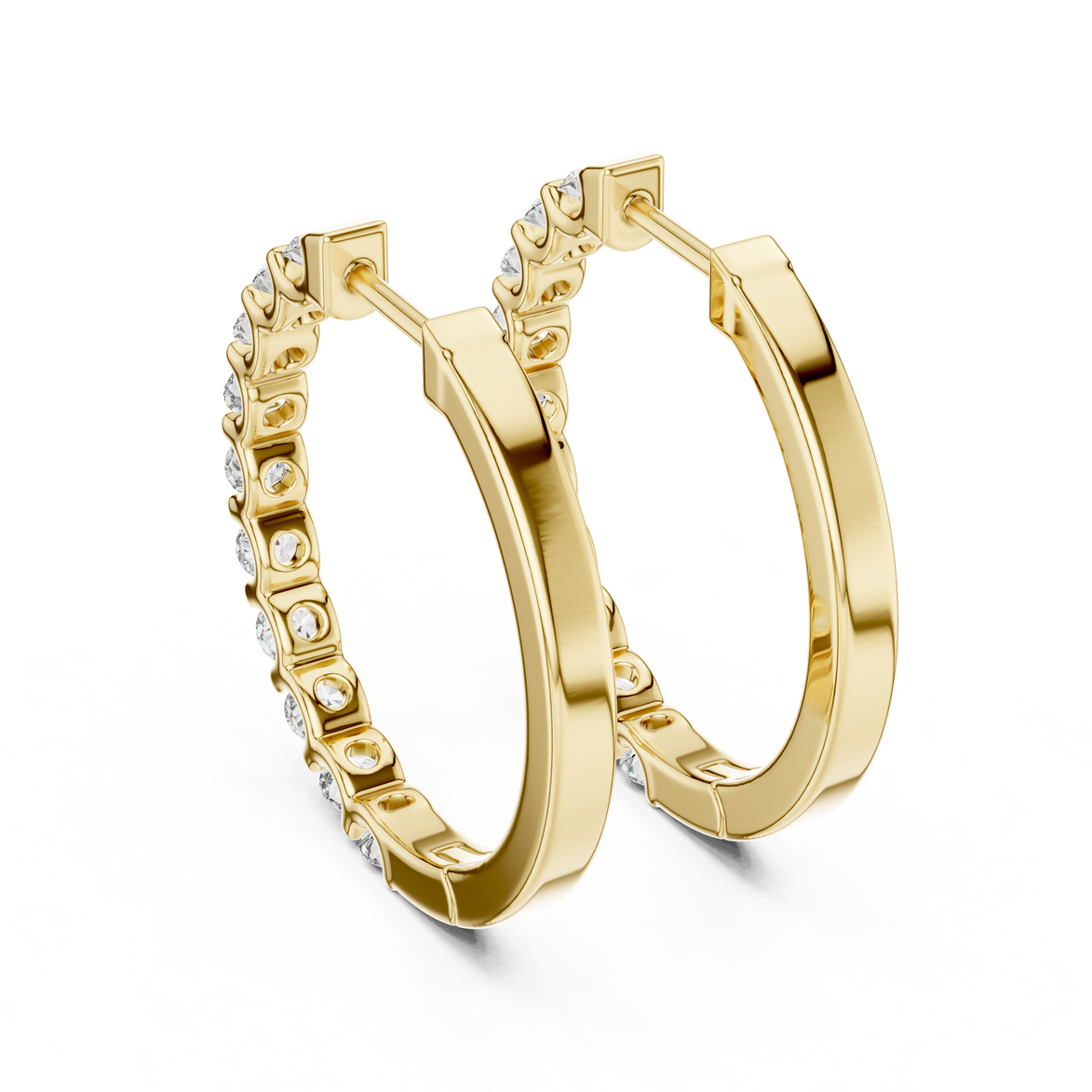 Gold diamond huggie hoop earrings for women