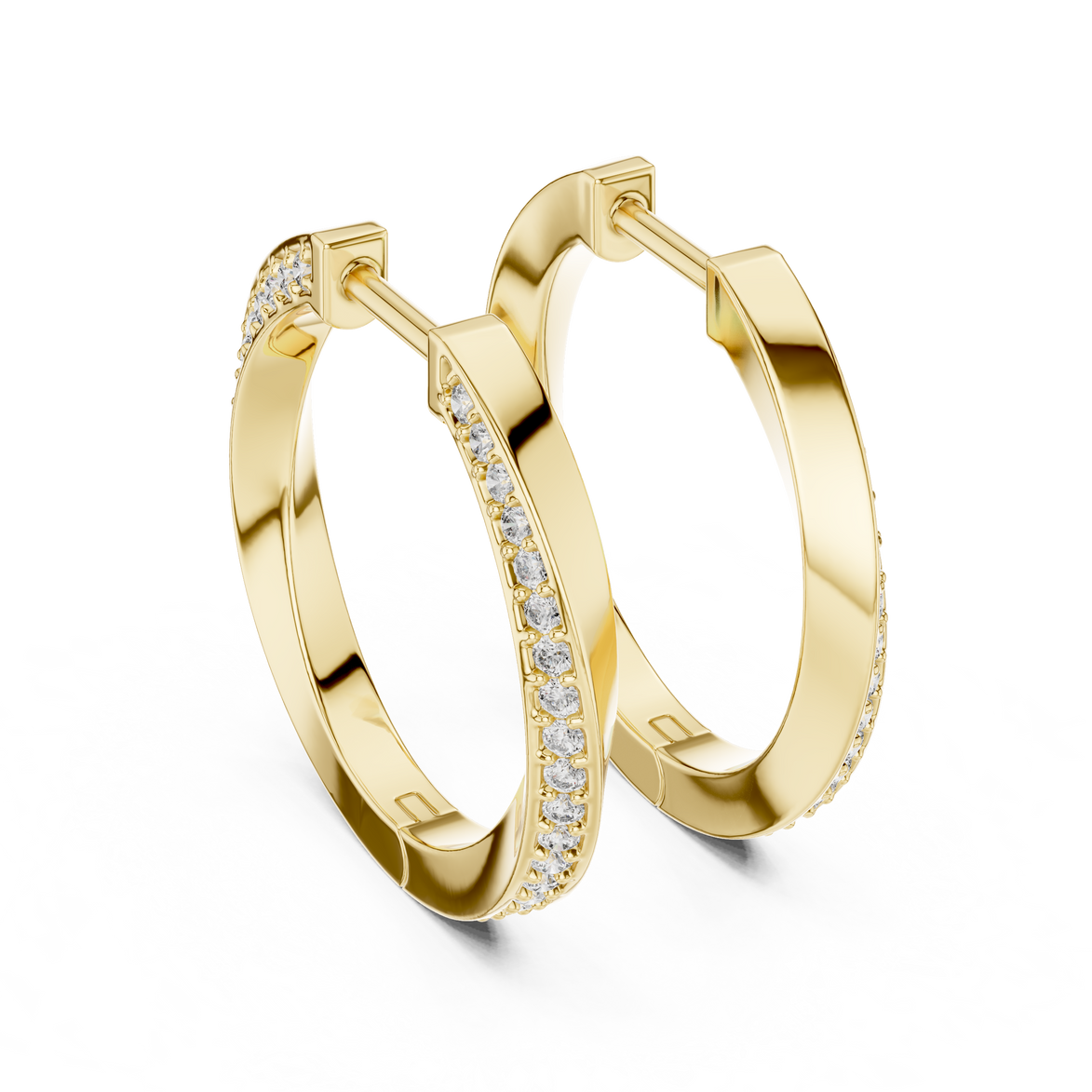 Gold diamond hoop earrings for women