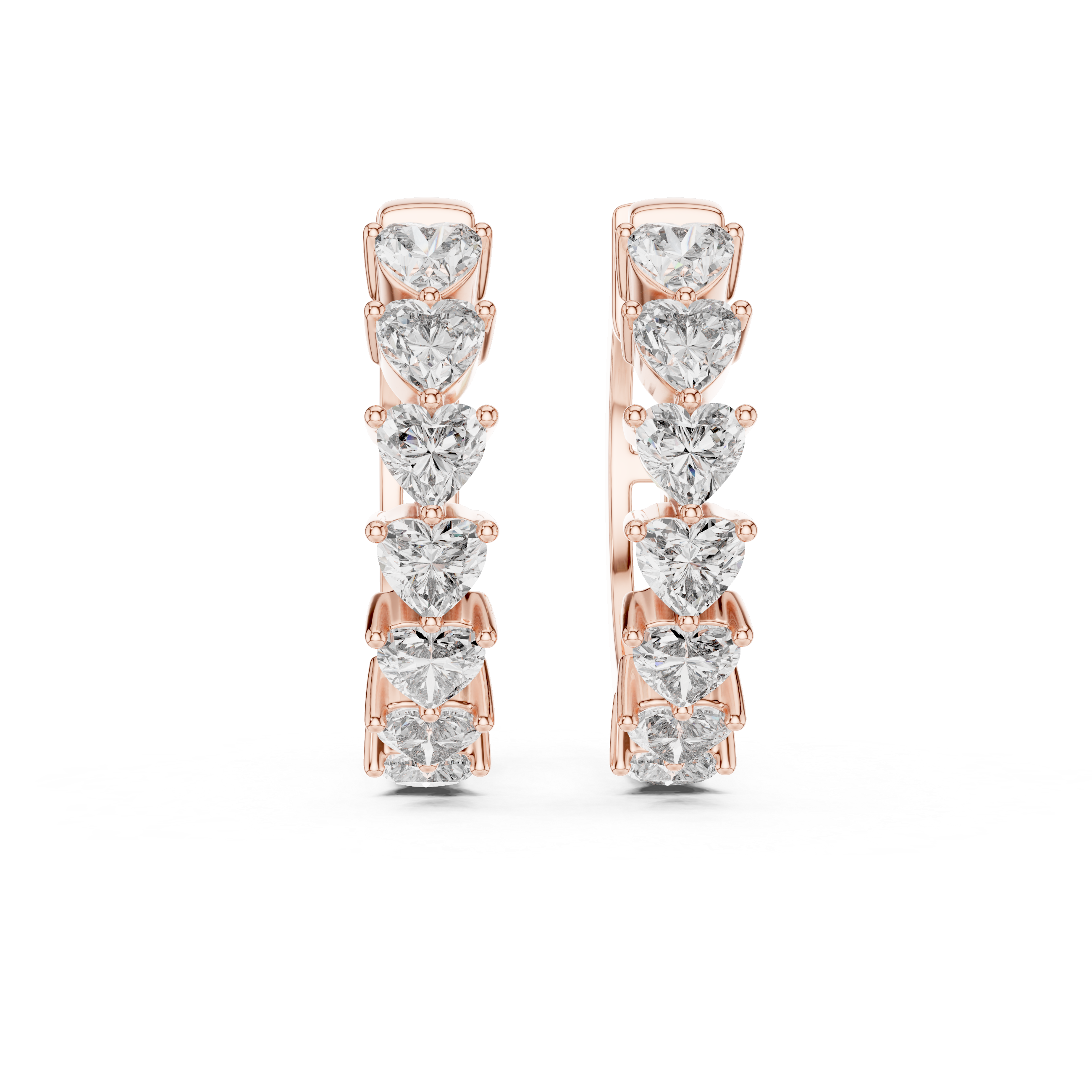 Gold heart diamond hoop earrings for women