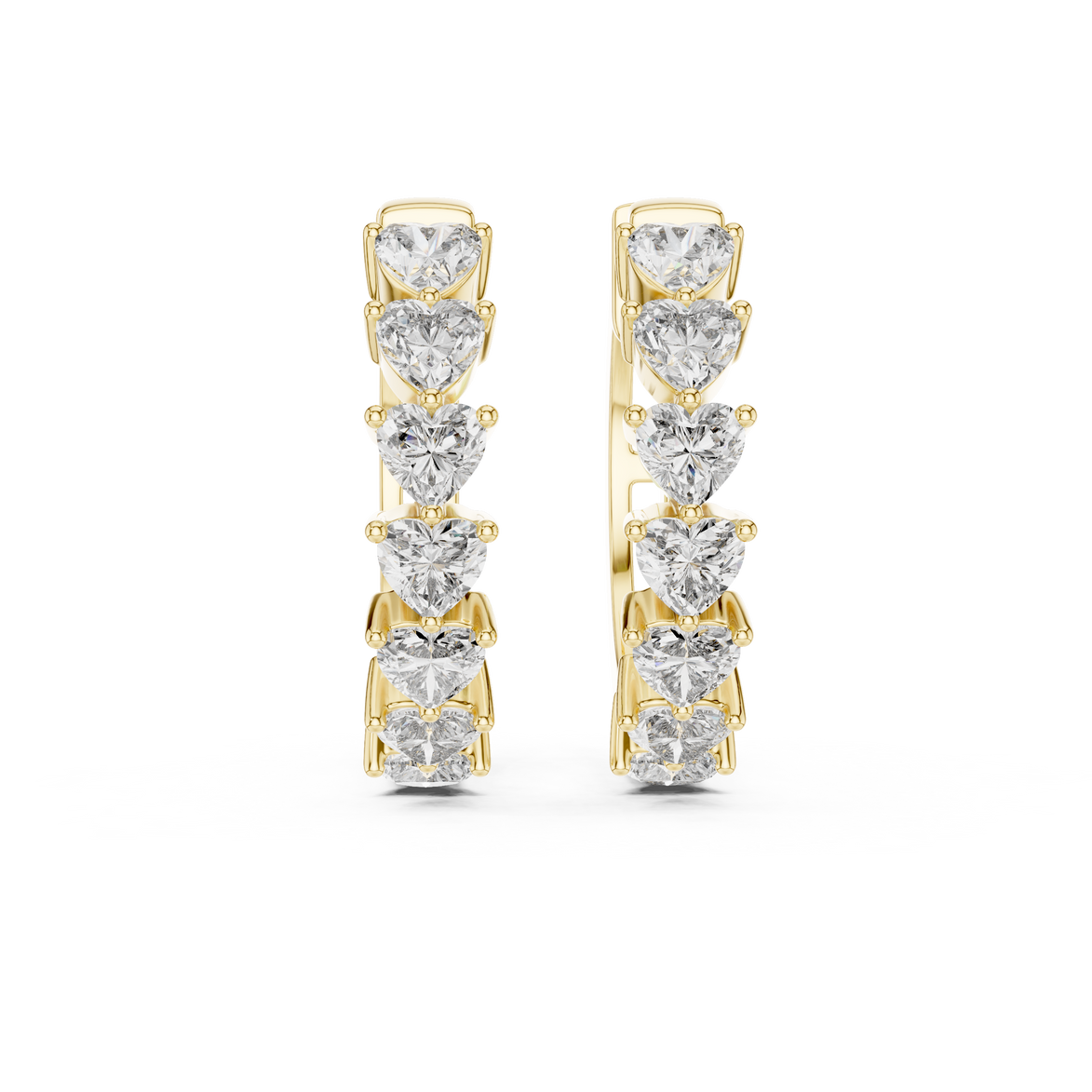 Gold heart diamond hoop earrings for women