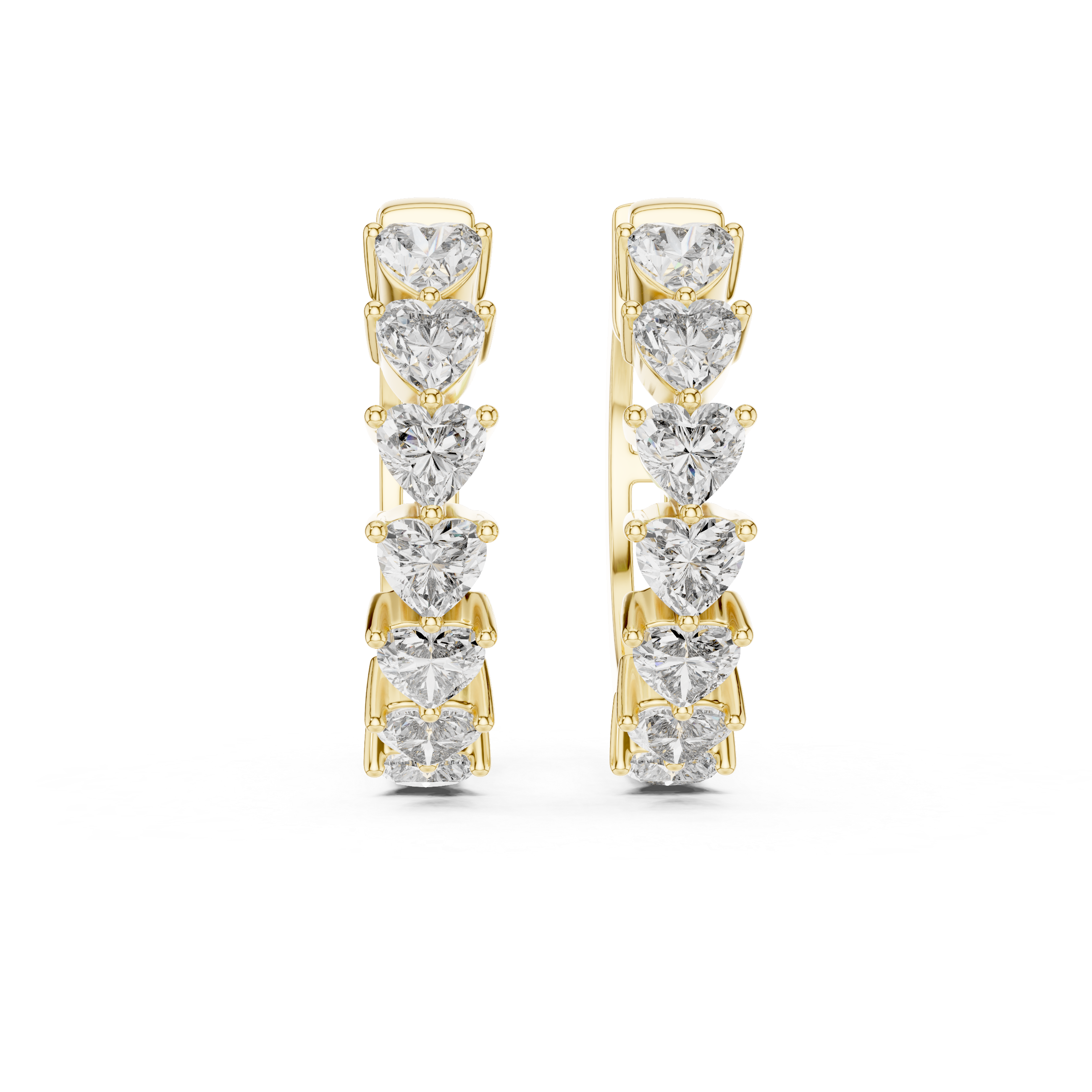 Gold heart diamond hoop earrings for women
