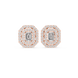 Emerald cut halo lab grown diamond stud earrings in gold by Signora Jewels