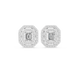 Emerald cut halo lab grown diamond stud earrings in gold by Signora Jewels