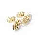 Emerald cut halo lab grown diamond stud earrings in gold by Signora Jewels