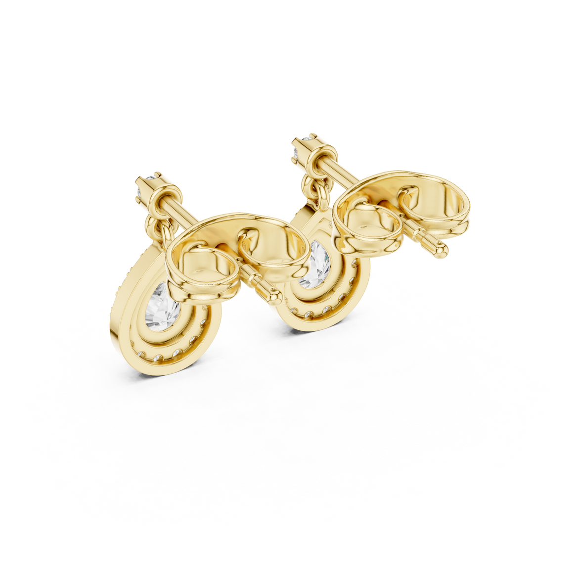 Pear halo lab grown diamond stud earrings in gold by Signora Jewels
