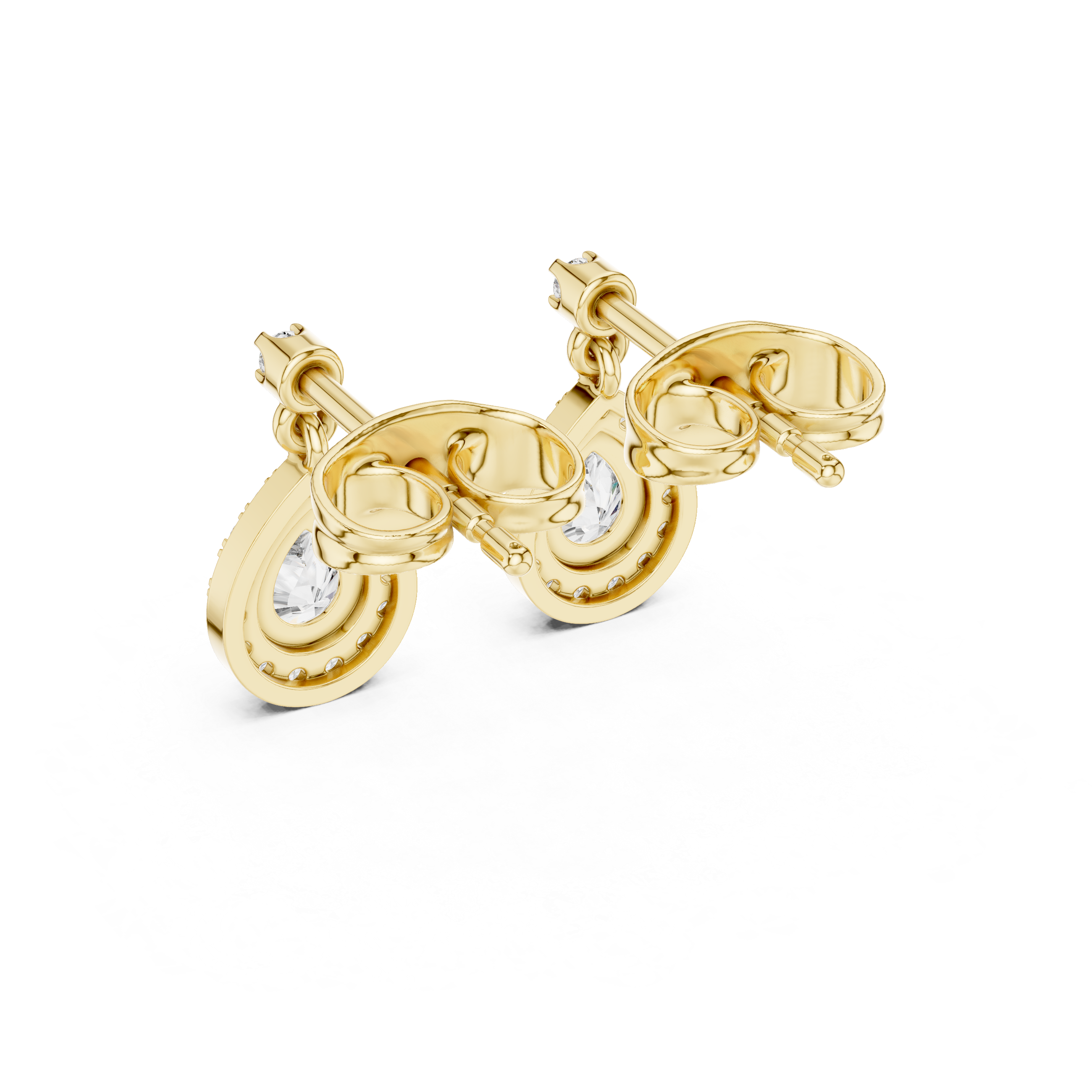 Pear halo lab grown diamond stud earrings in gold by Signora Jewels