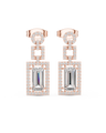 Baguette cut halo lab grown diamond drop earrings in gold by Signora Jewels