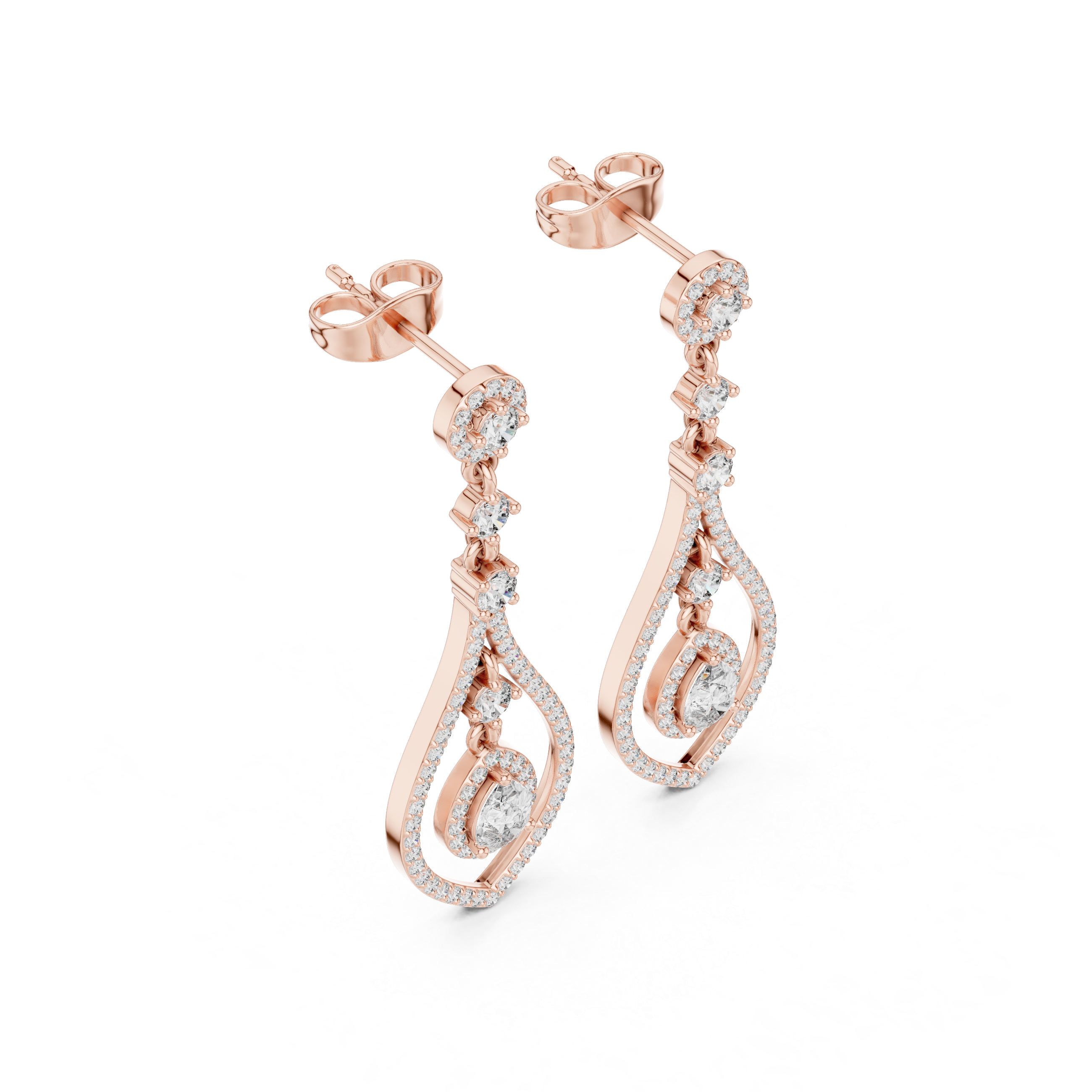 Pear halo lab grown diamond drop earrings in gold by Signora Jewels