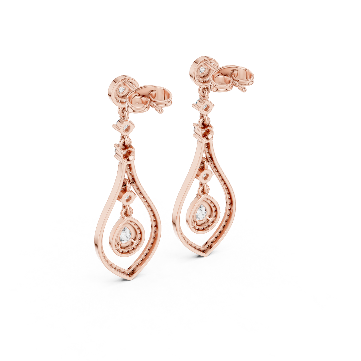 Pear halo lab grown diamond drop earrings in gold by Signora Jewels