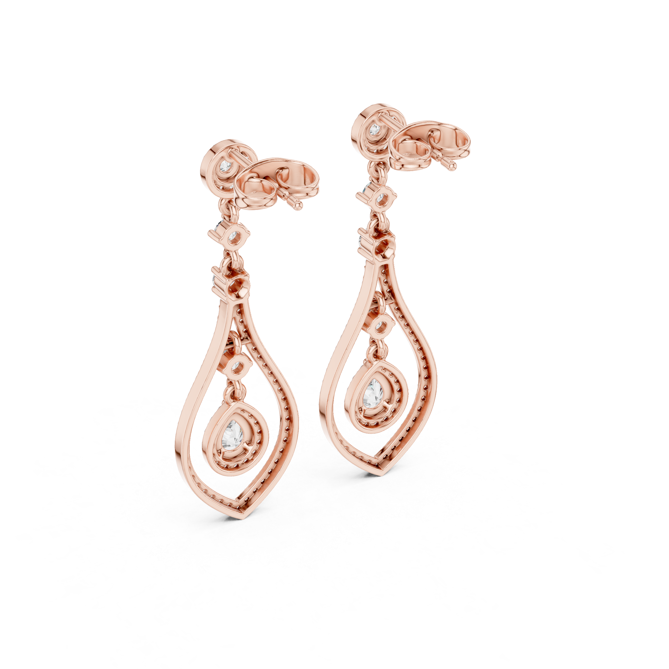 Pear halo lab grown diamond drop earrings in gold by Signora Jewels