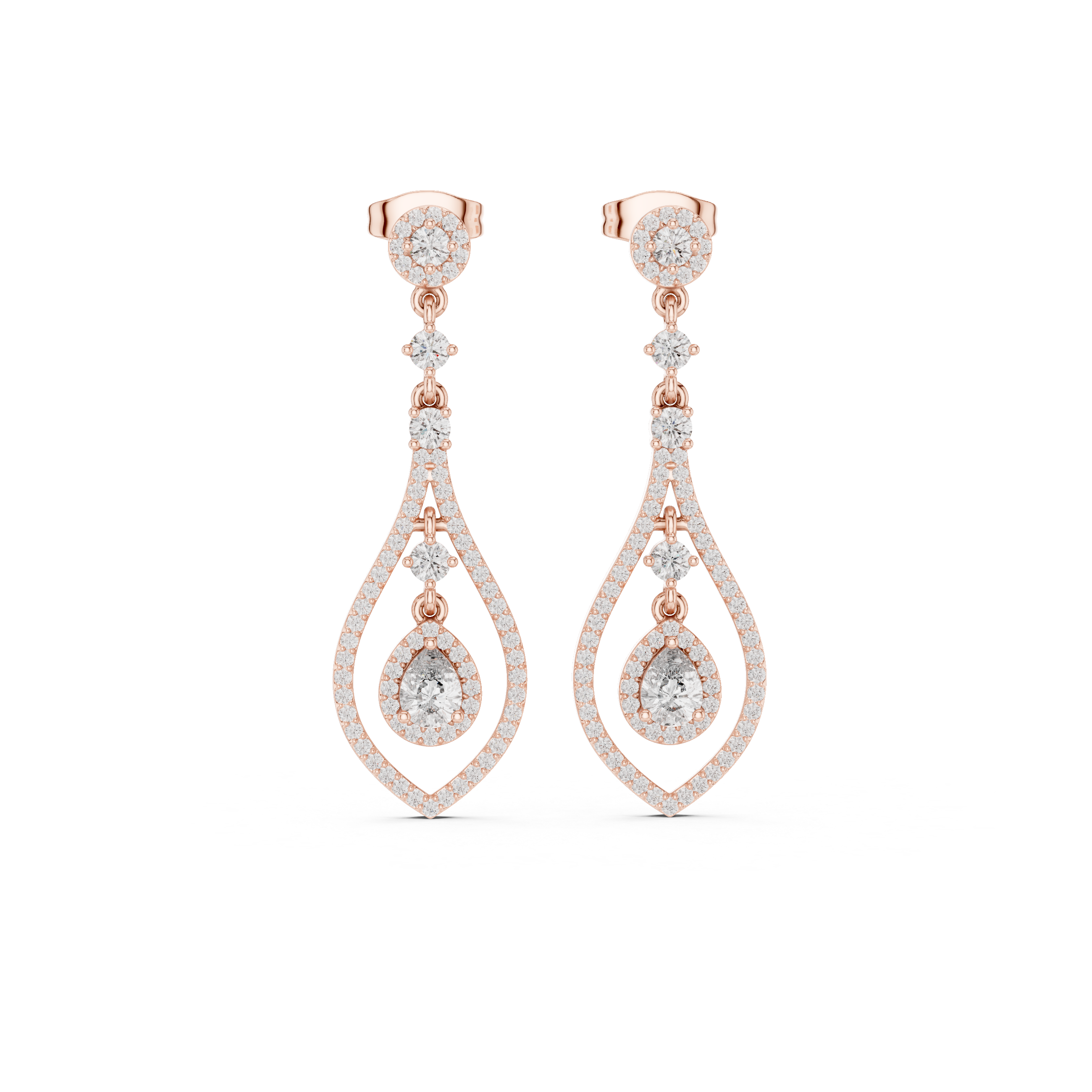 Pear halo lab grown diamond drop earrings in gold by Signora Jewels