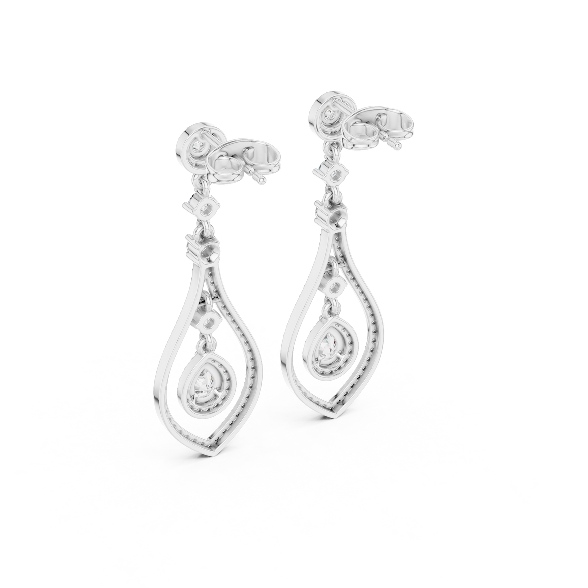 Pear halo lab grown diamond drop earrings in gold by Signora Jewels
