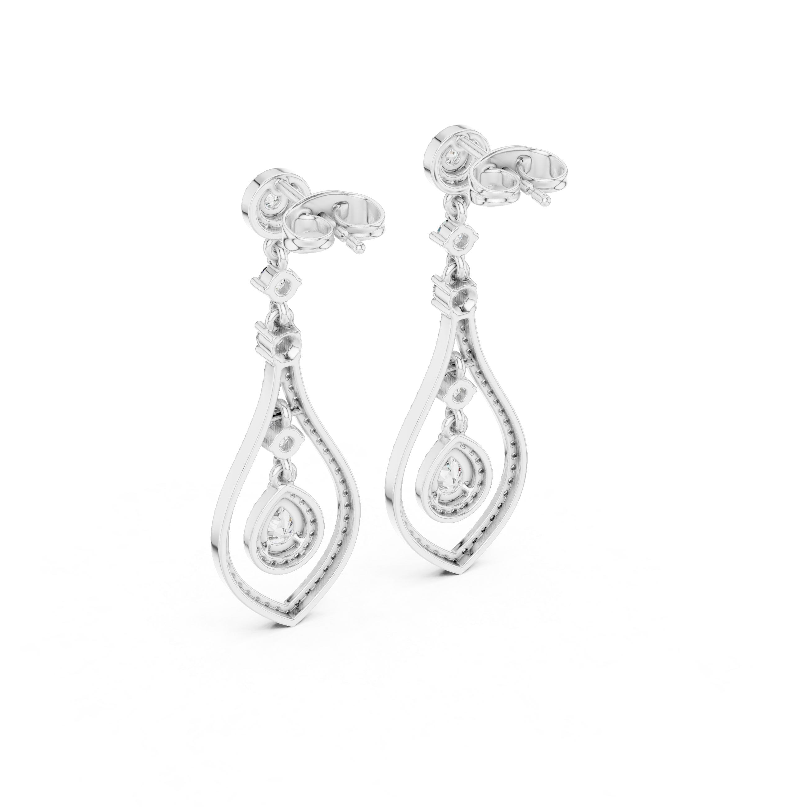 Pear halo lab grown diamond drop earrings in gold by Signora Jewels