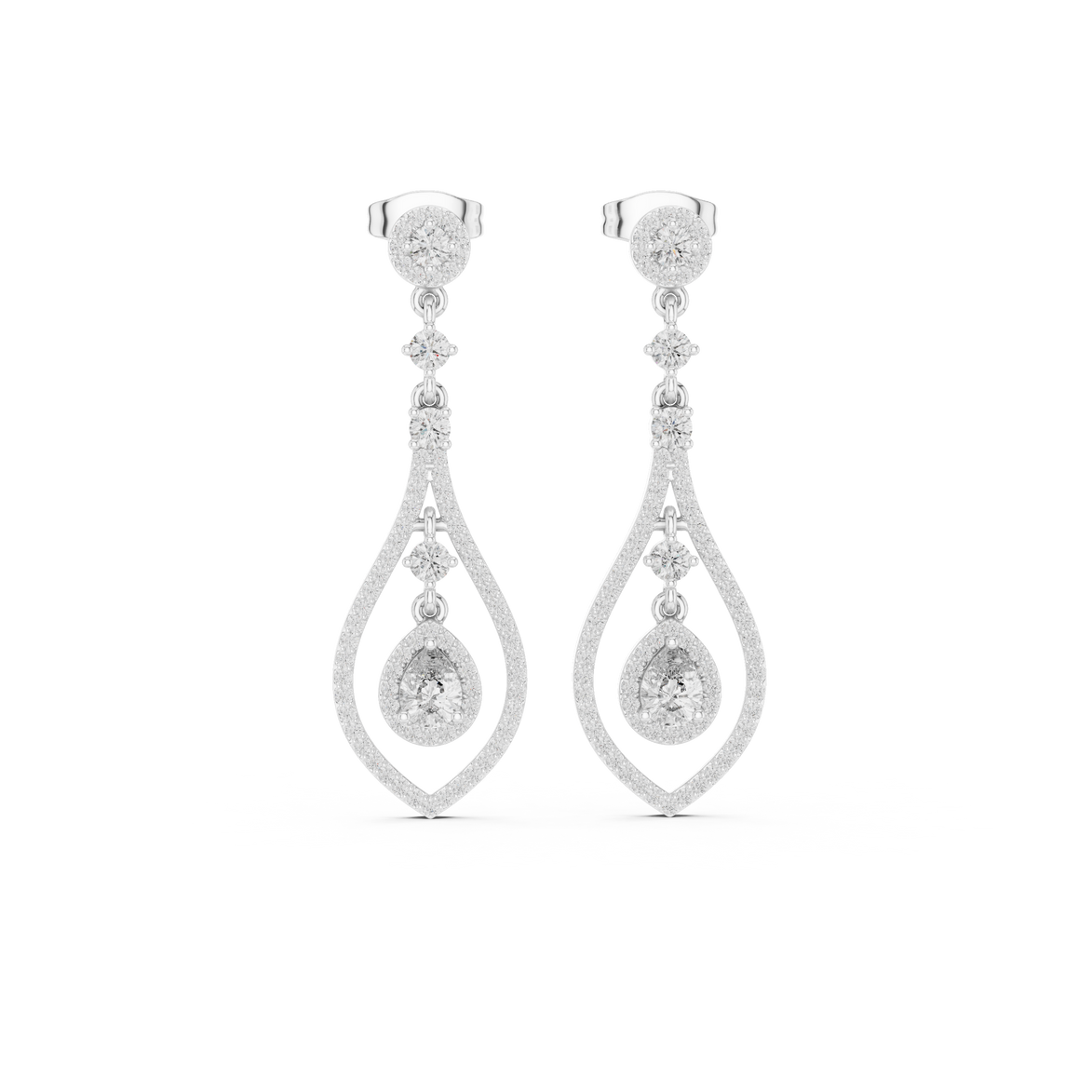 Pear halo lab grown diamond drop earrings in gold by Signora Jewels