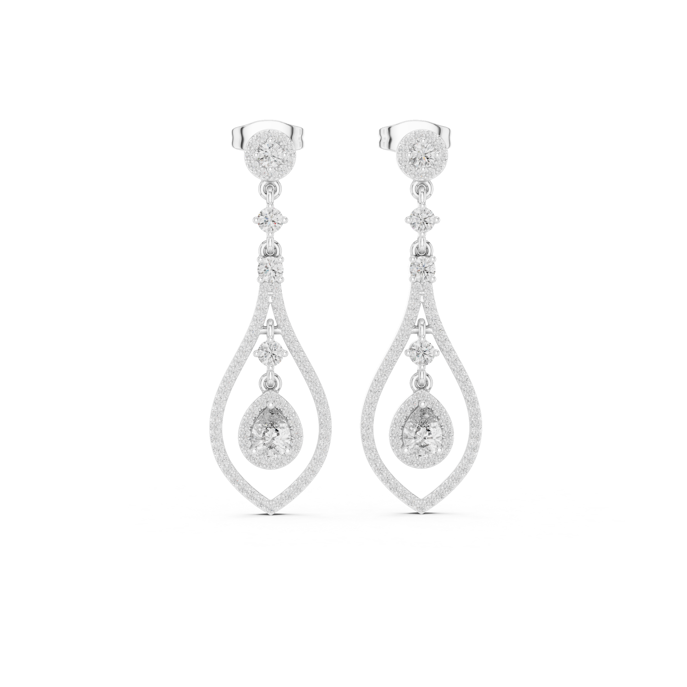 Pear halo lab grown diamond drop earrings in gold by Signora Jewels