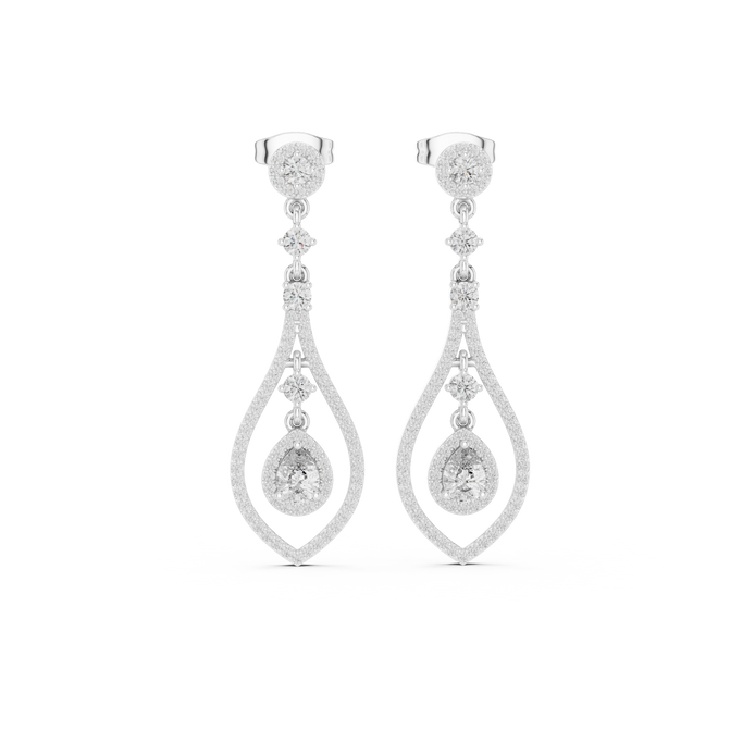 Pear halo lab grown diamond drop earrings in gold by Signora Jewels