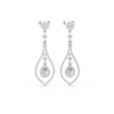 Pear halo lab grown diamond drop earrings in gold by Signora Jewels