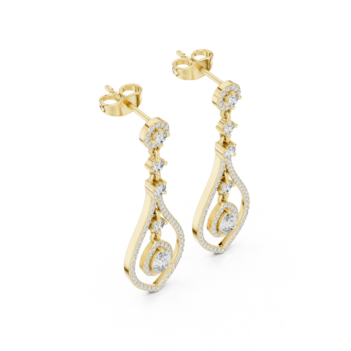 Pear halo lab grown diamond drop earrings in gold by Signora Jewels