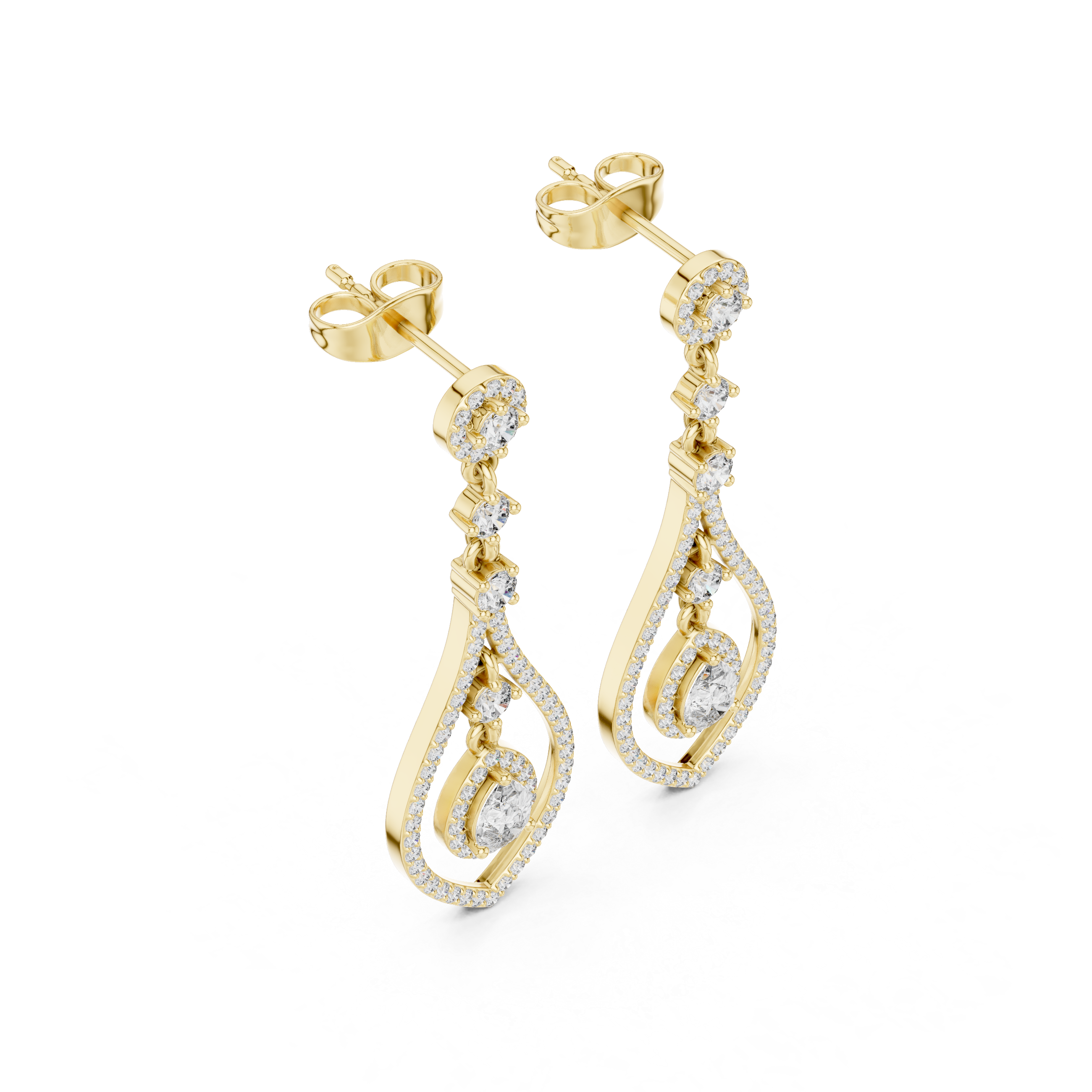 Pear halo lab grown diamond drop earrings in gold by Signora Jewels