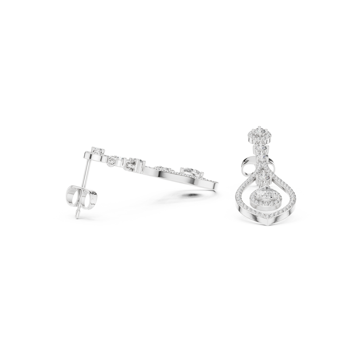 Pear halo lab grown diamond drop earrings in gold by Signora Jewels