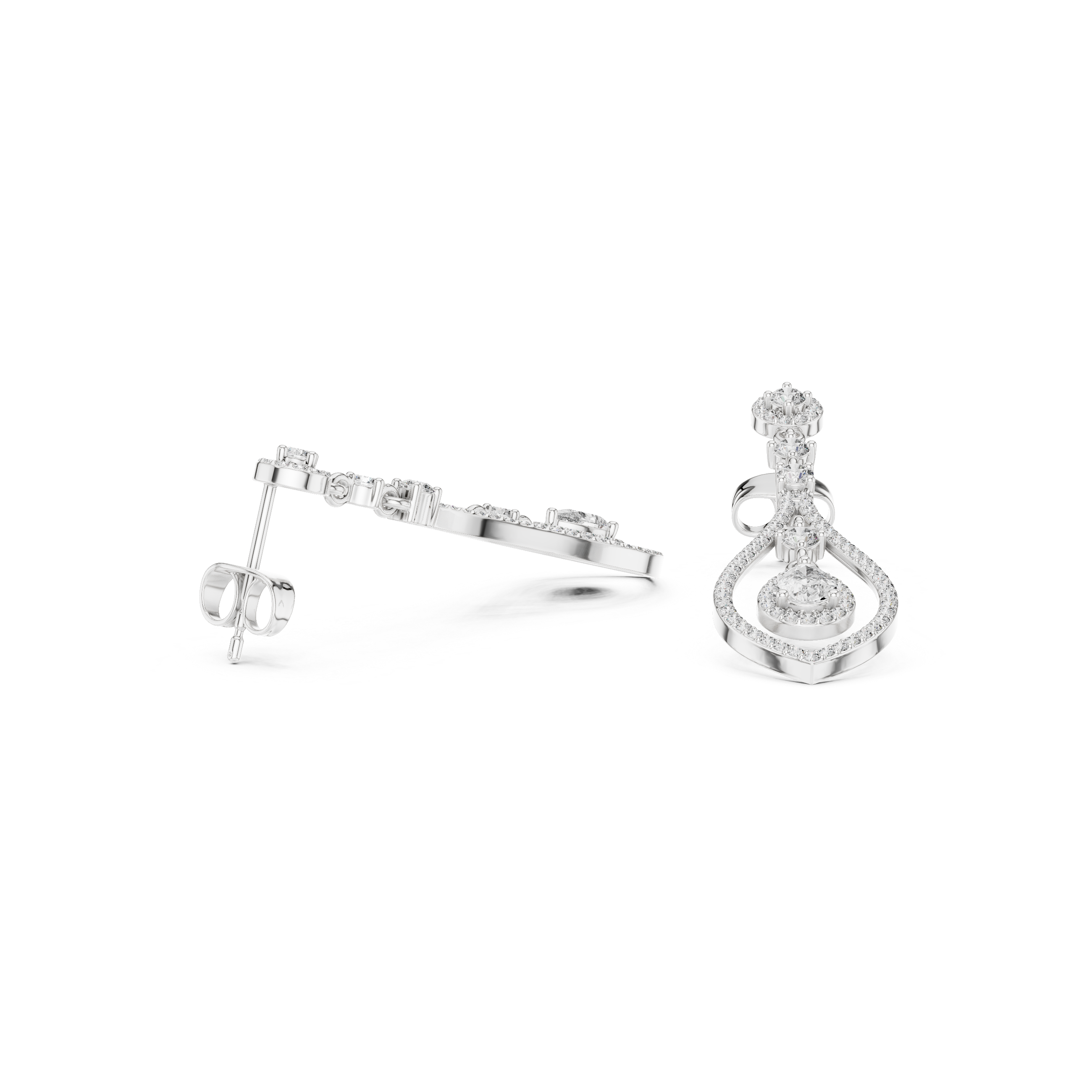 Pear halo lab grown diamond drop earrings in gold by Signora Jewels