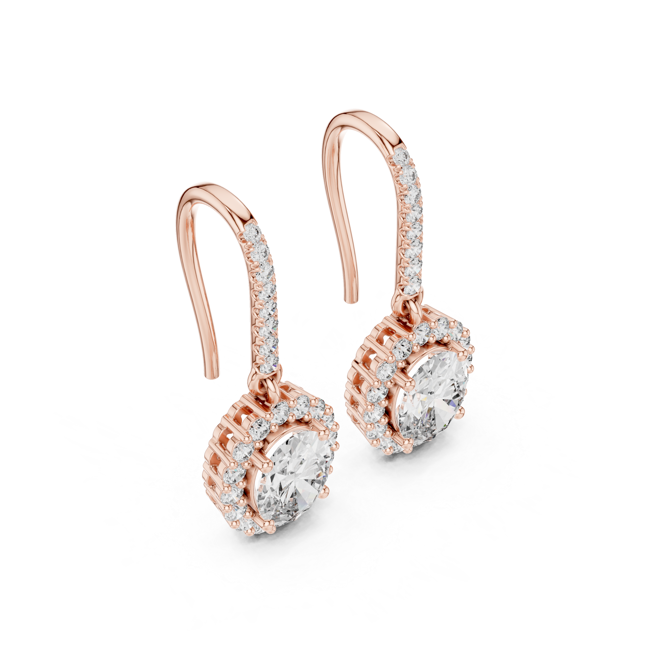 Oval halo lab grown diamond drop earrings in gold by Signora Jewels