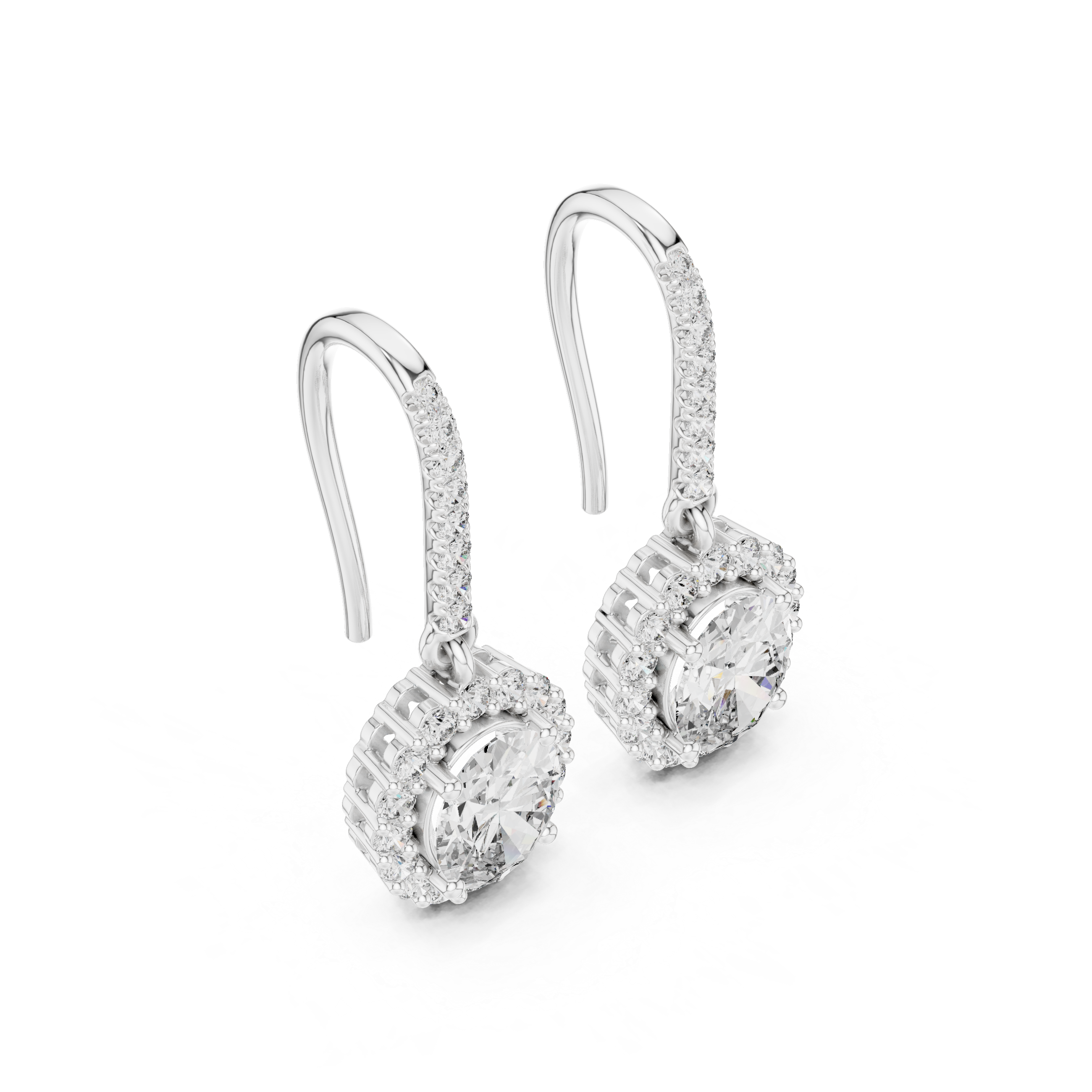 Oval halo lab grown diamond drop earrings in gold by Signora Jewels