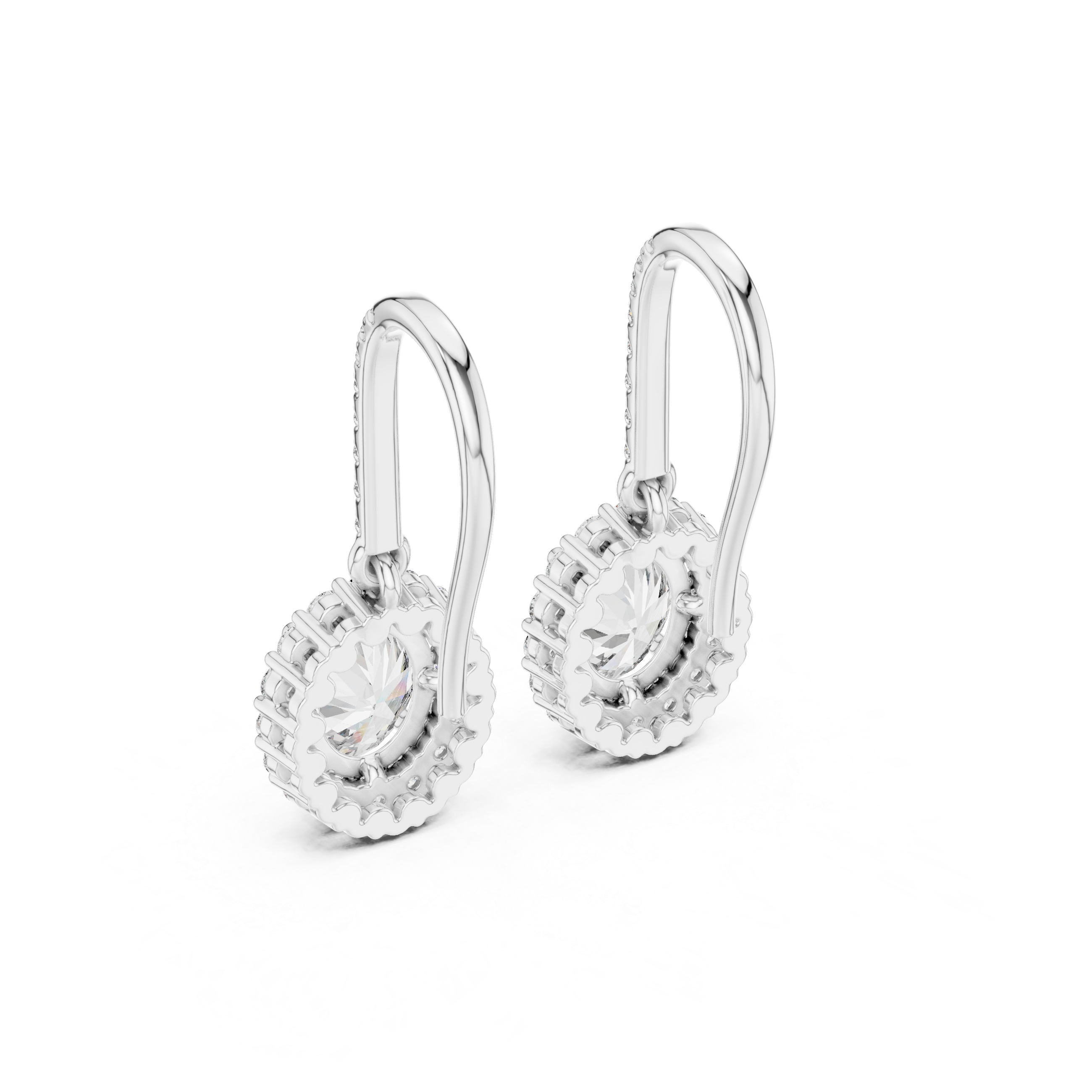 Oval halo lab grown diamond drop earrings in gold by Signora Jewels