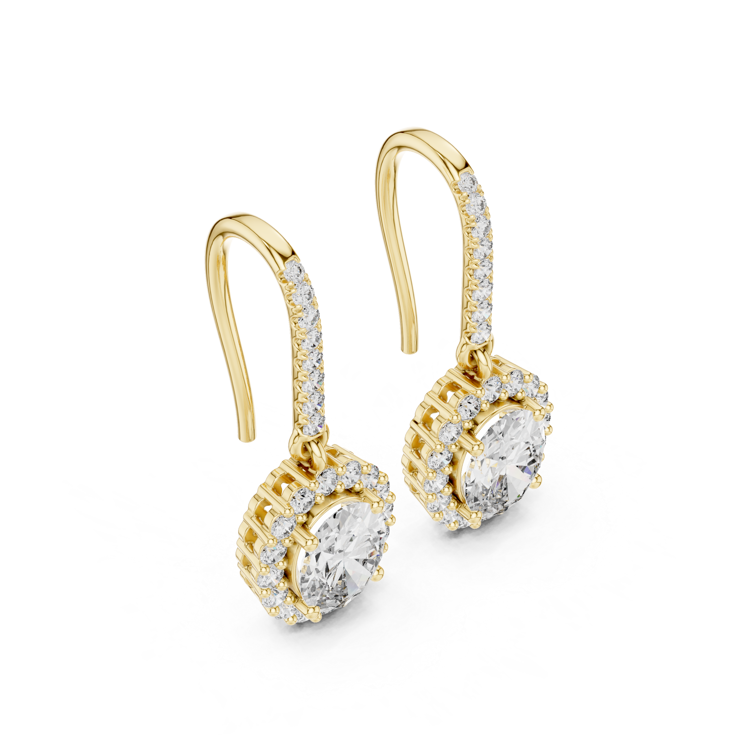 Oval halo lab grown diamond drop earrings in gold by Signora Jewels
