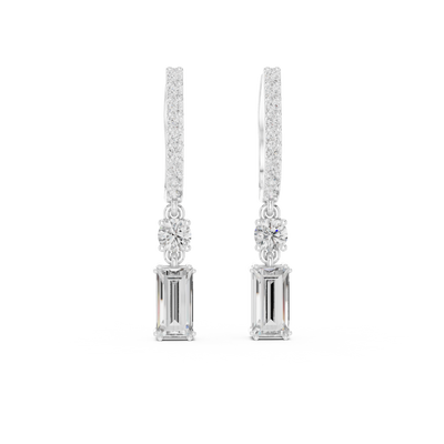 Baguette lab grown diamond drop earrings in gold by Signora Jewels
