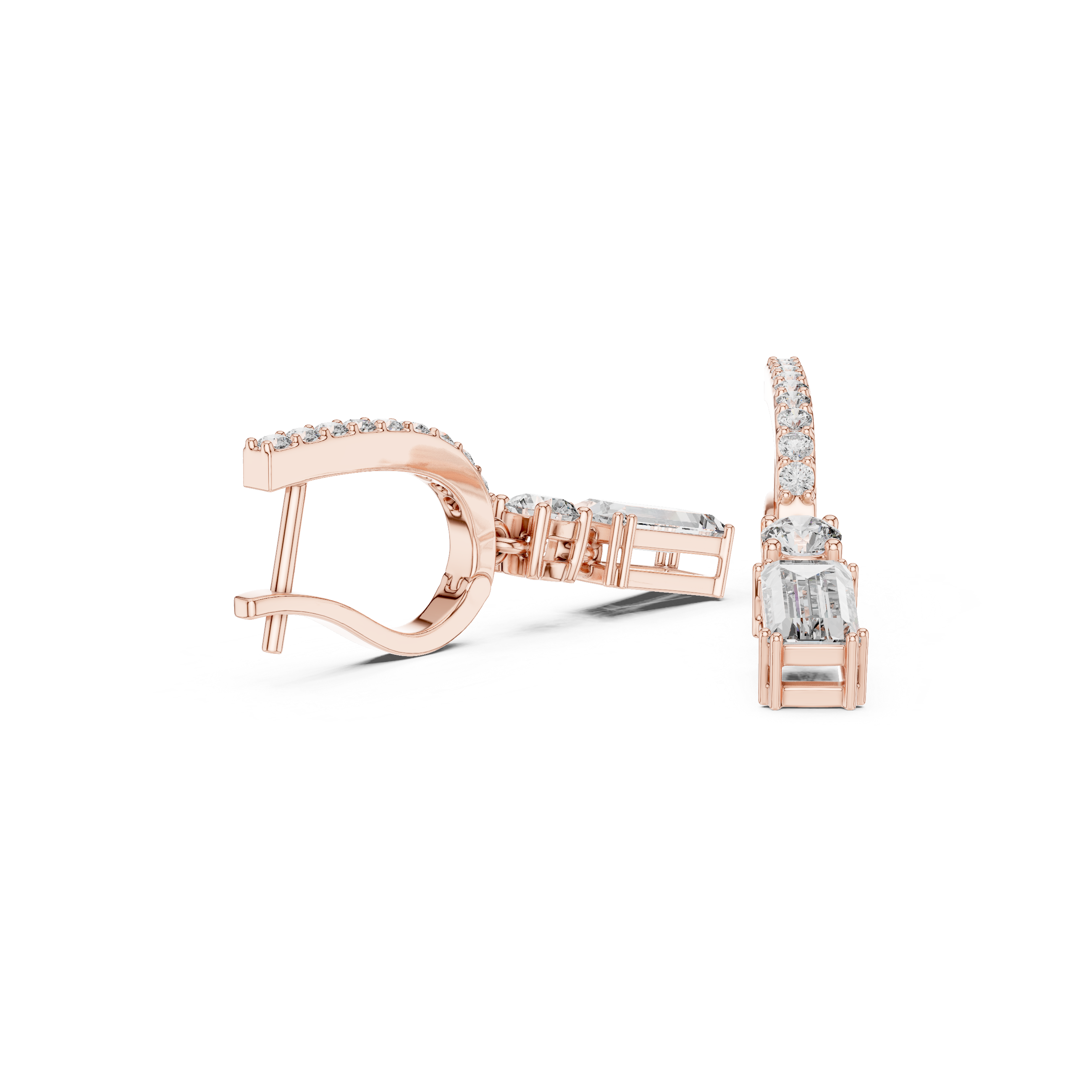 Baguette lab grown diamond drop earrings in gold by Signora Jewels