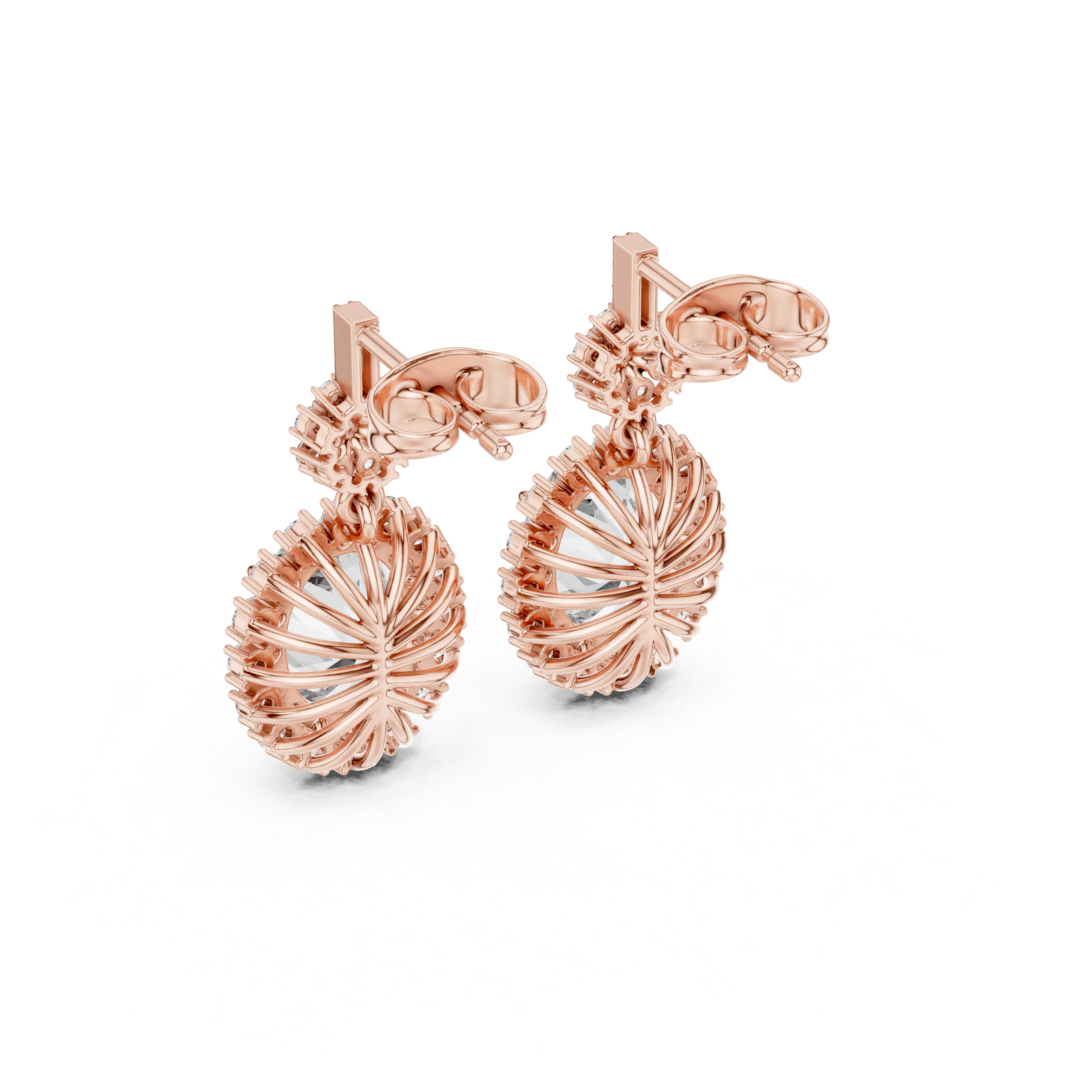 Oval halo lab grown diamond drop earrings in gold by Signora Jewels