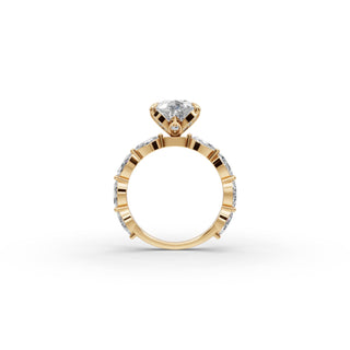 4.137 ct Pear Lab Grown Diamond Hidden Accent Solitaire Ring in yellow gold, view 2