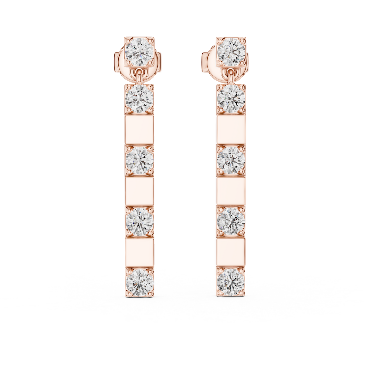 Gold diamond bar stud earrings for women