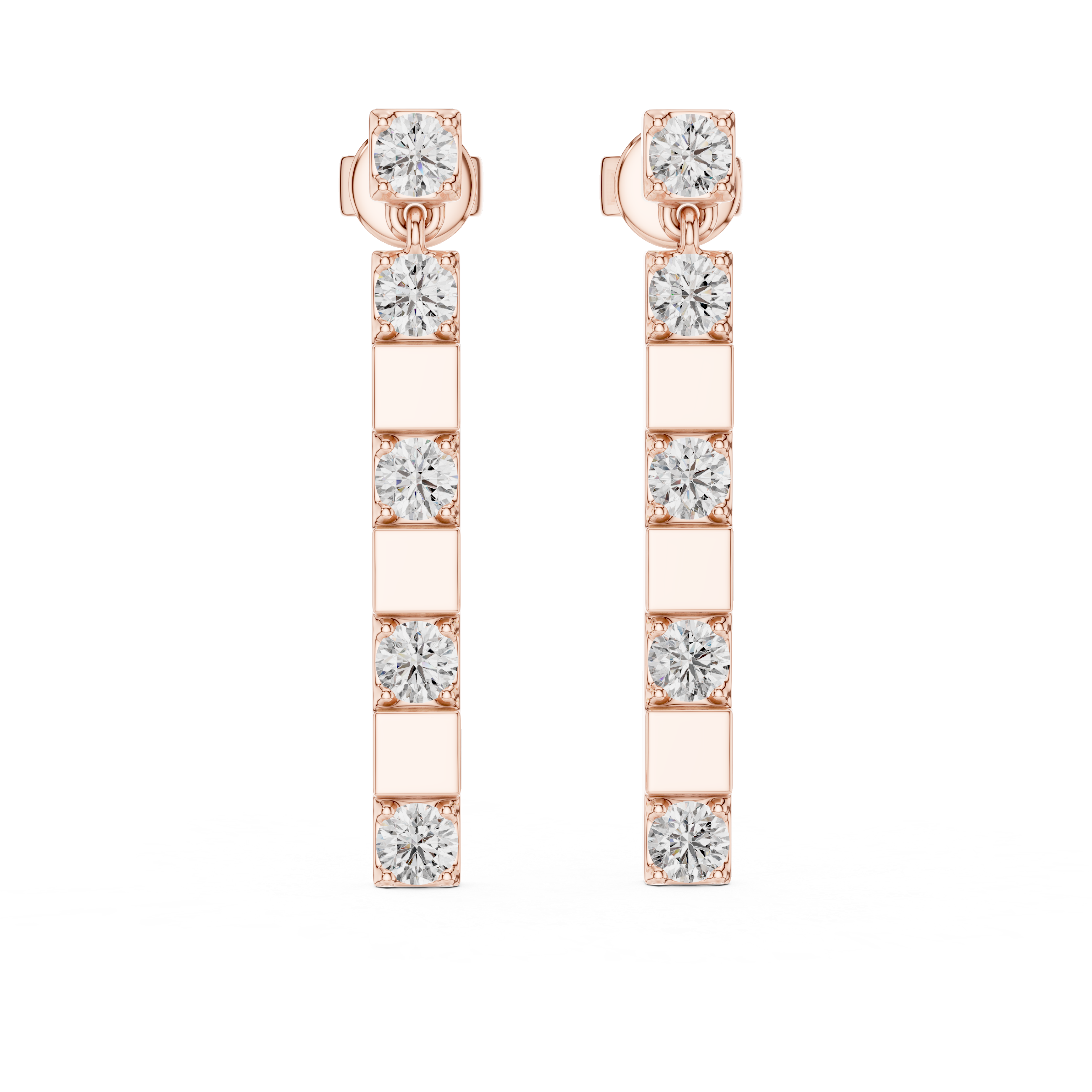Gold diamond bar stud earrings for women