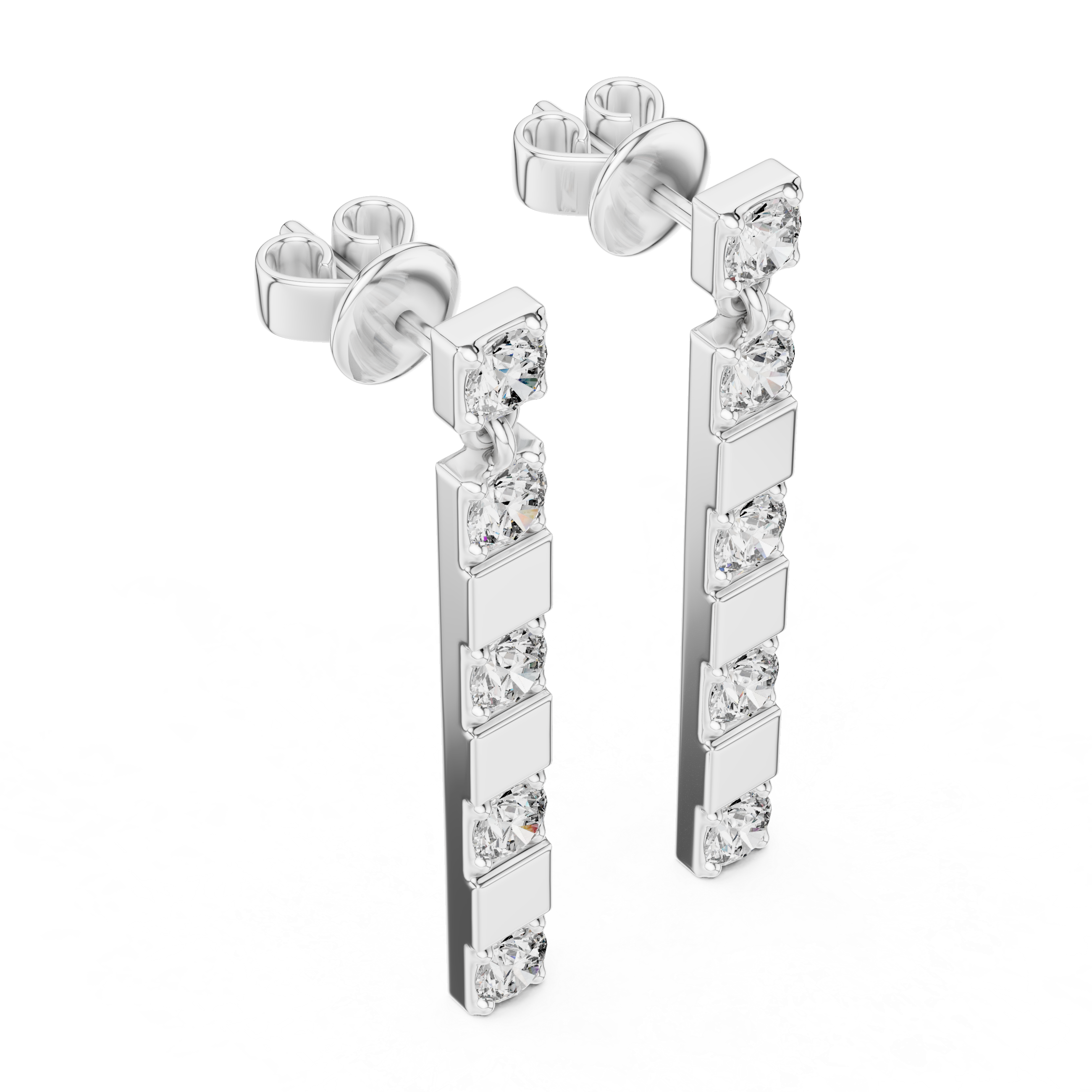 Gold diamond bar stud earrings for women