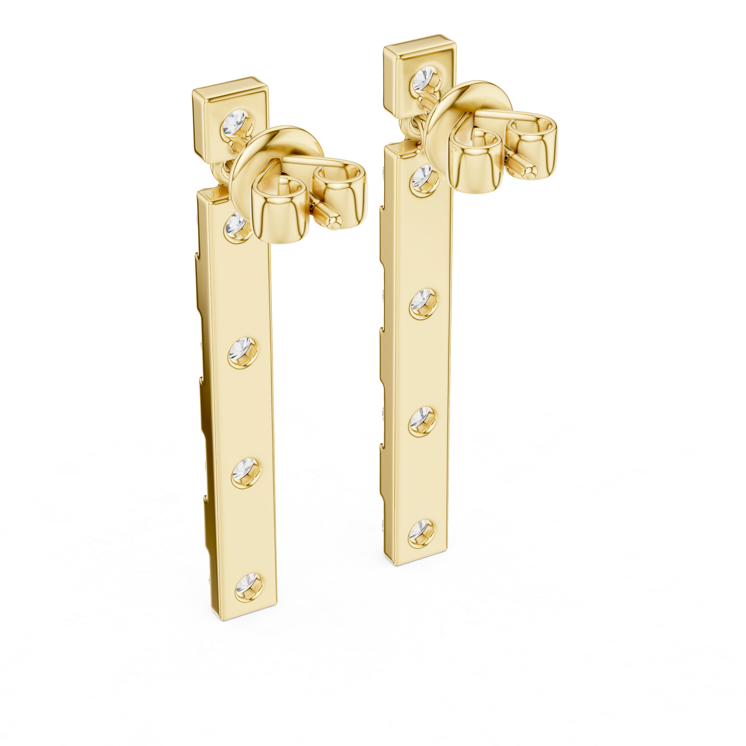 Gold diamond bar stud earrings for women
