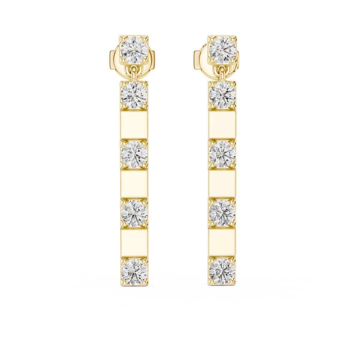 Gold diamond bar stud earrings for women