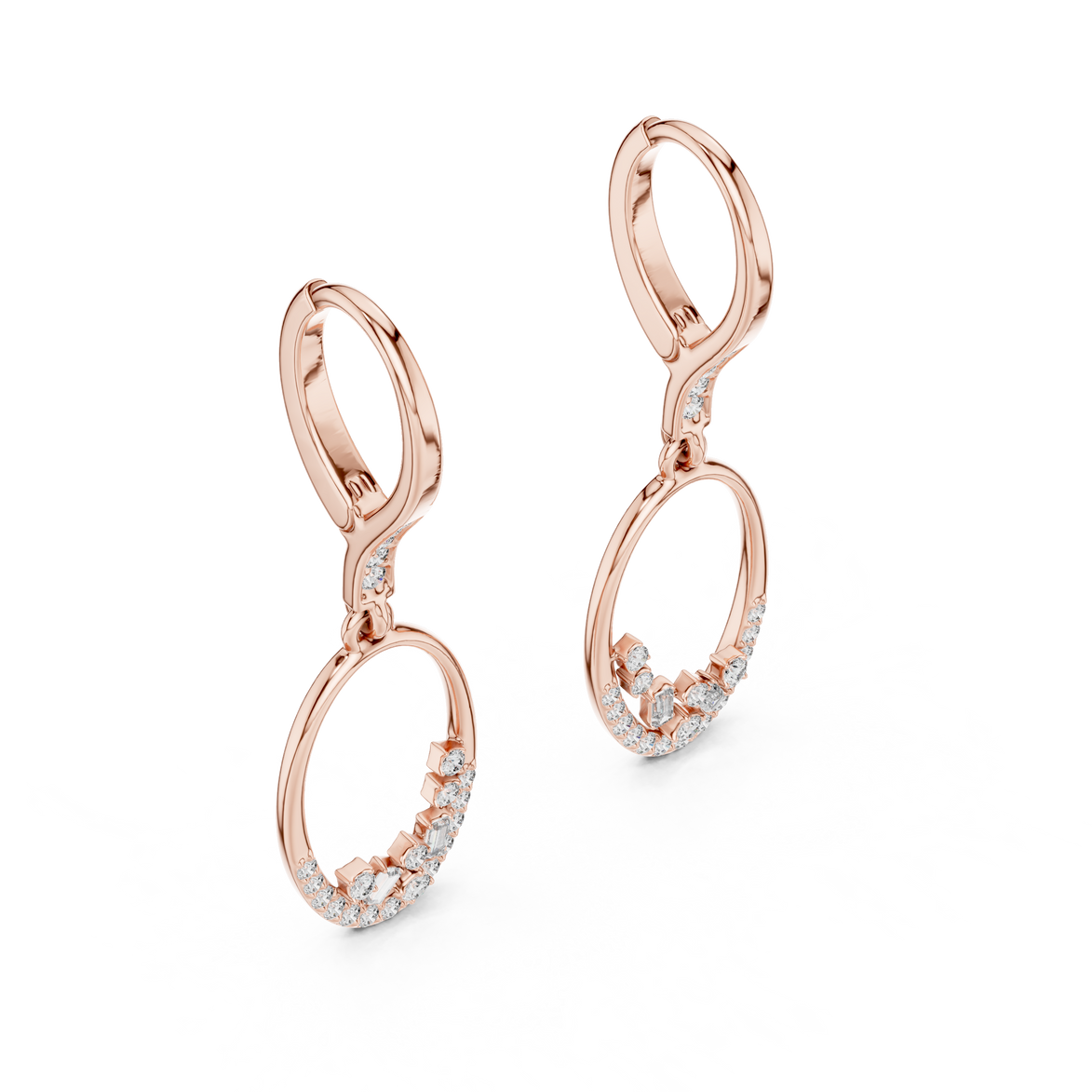 Gold diamond oval drop earrings for women